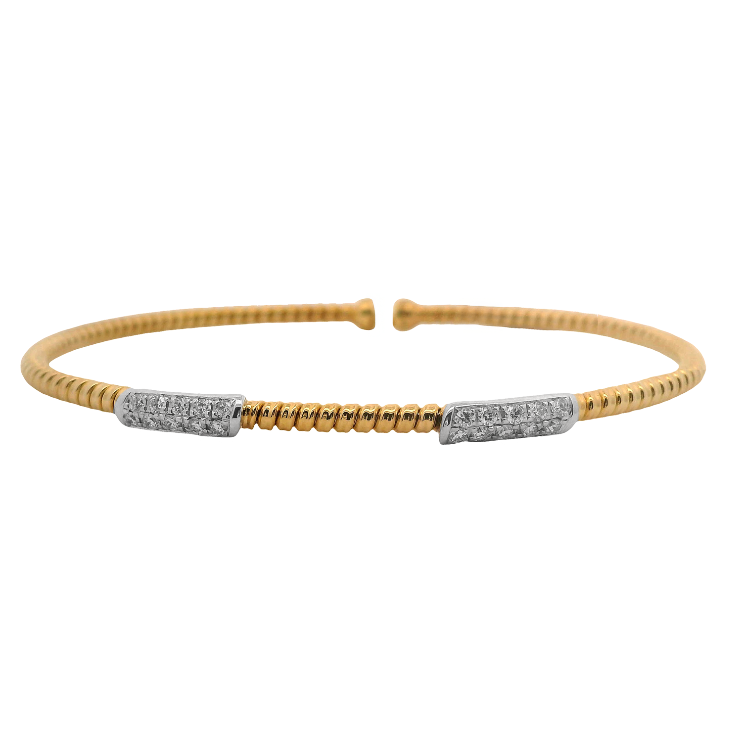 Coil Bangle with Two Double-Row Diamond Stations