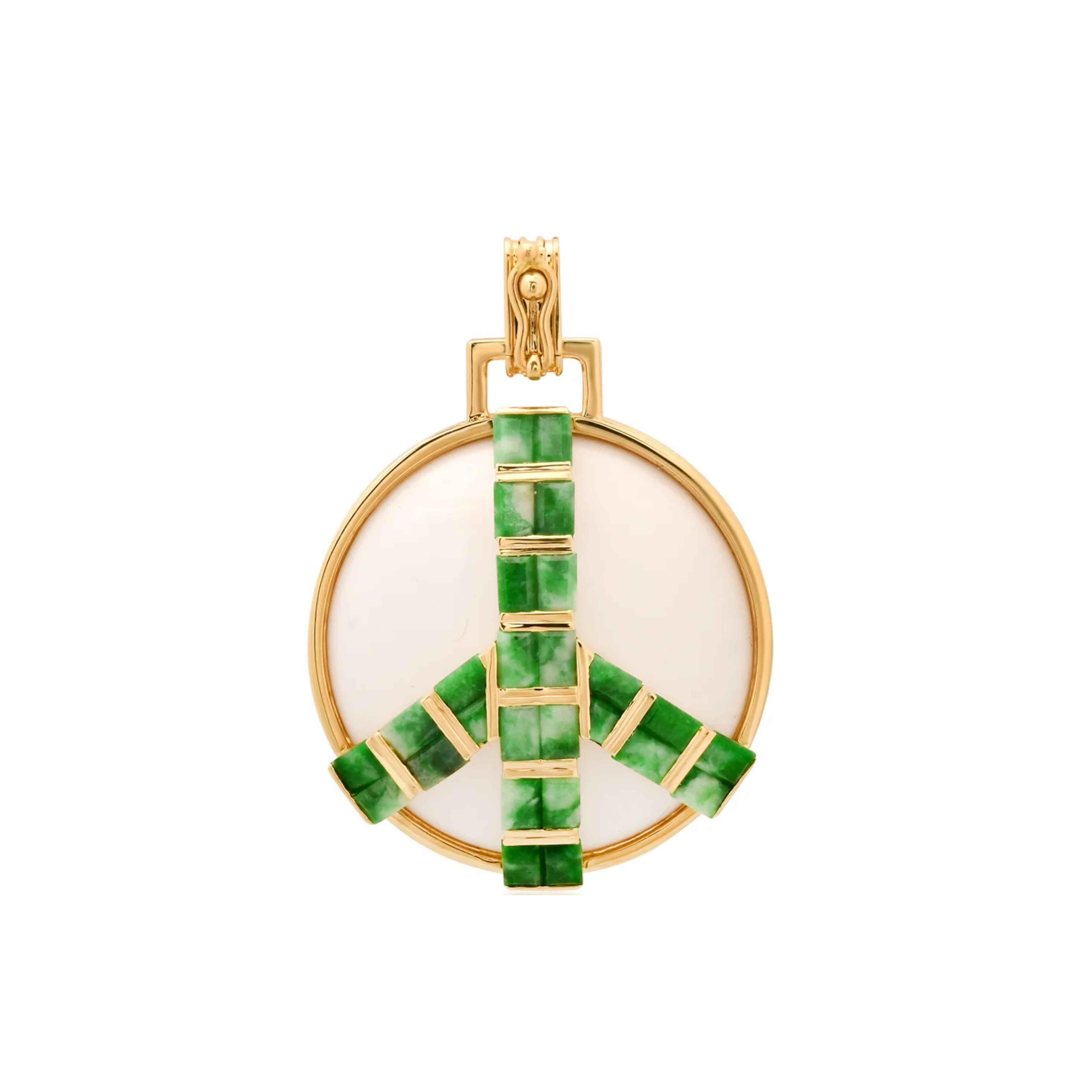 Midsize Peace Pendant in White Onyx and Jade Albite
