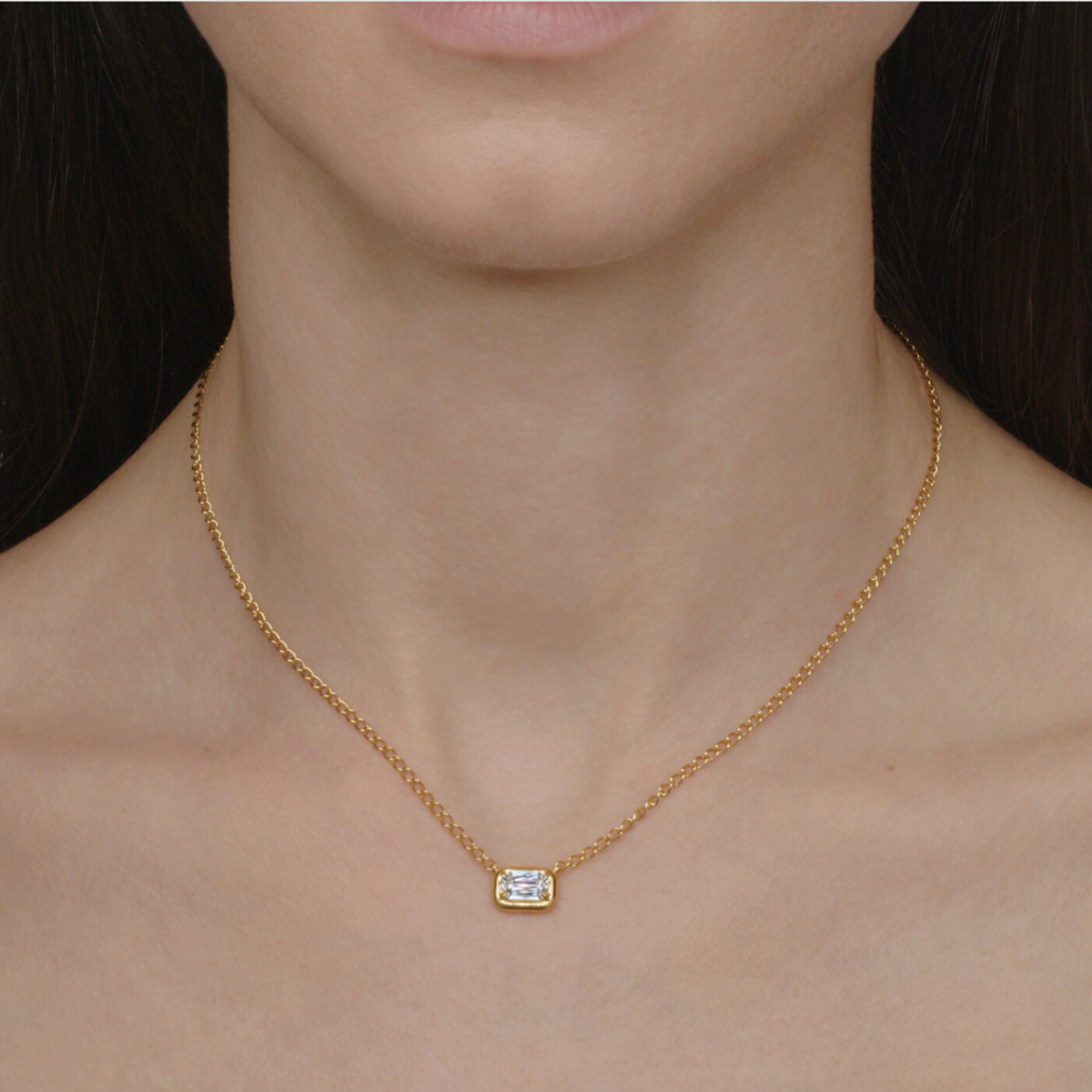 Ashoka Bezel Diamond Solitaire Pendant Necklace