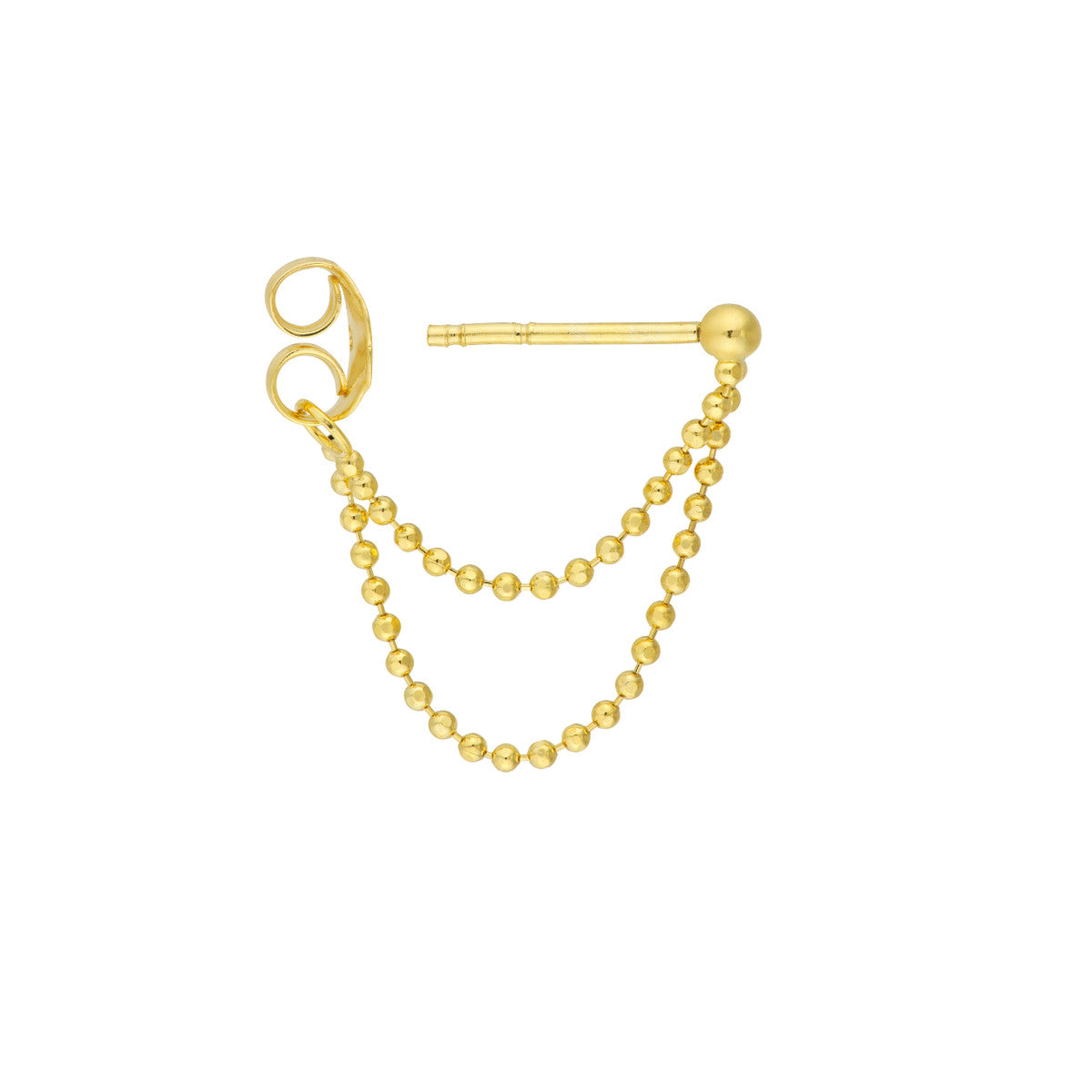 Diamond-Cut Bead Chain Duo Huggie Earrings