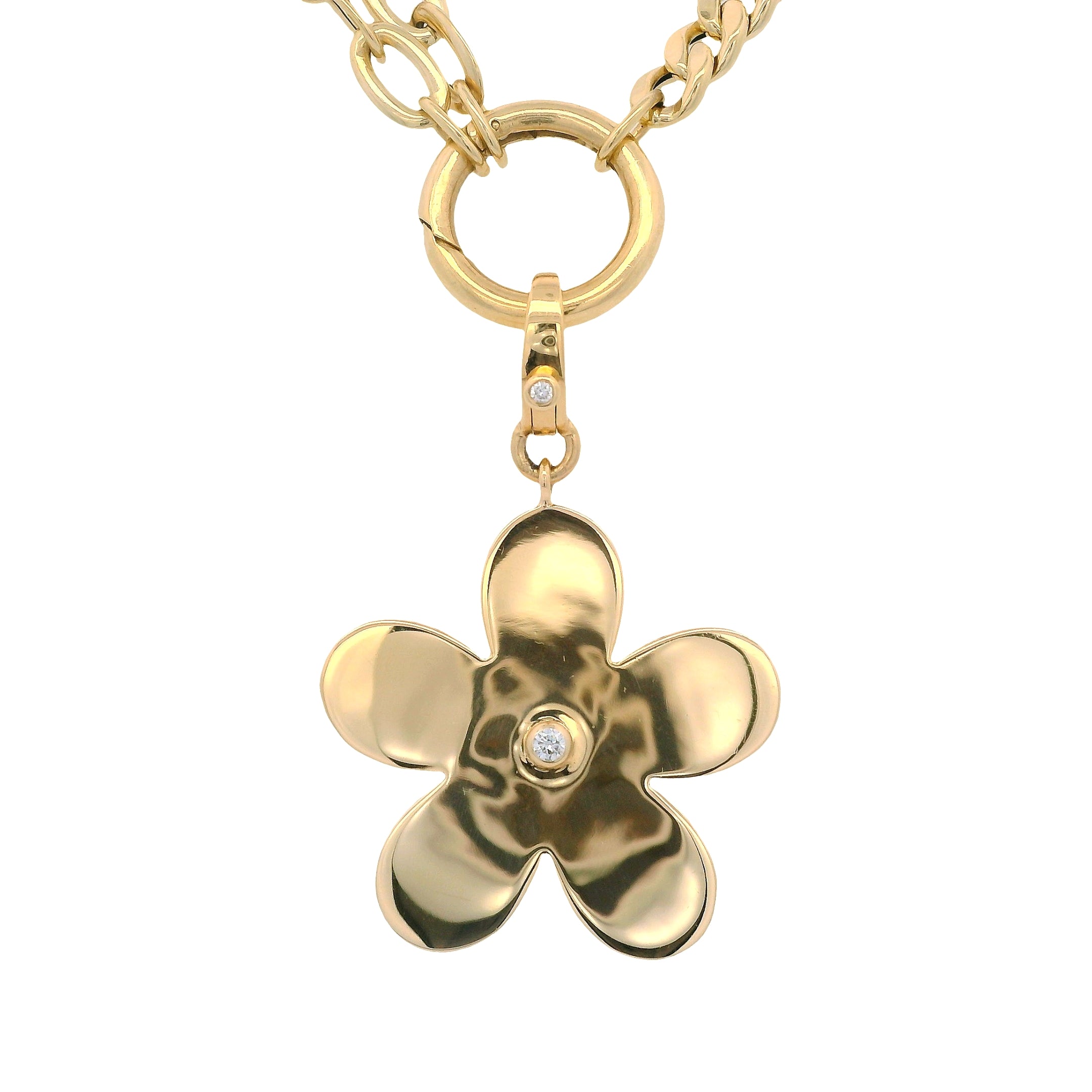 Solitaire Bezel Diamond Flower Pendant