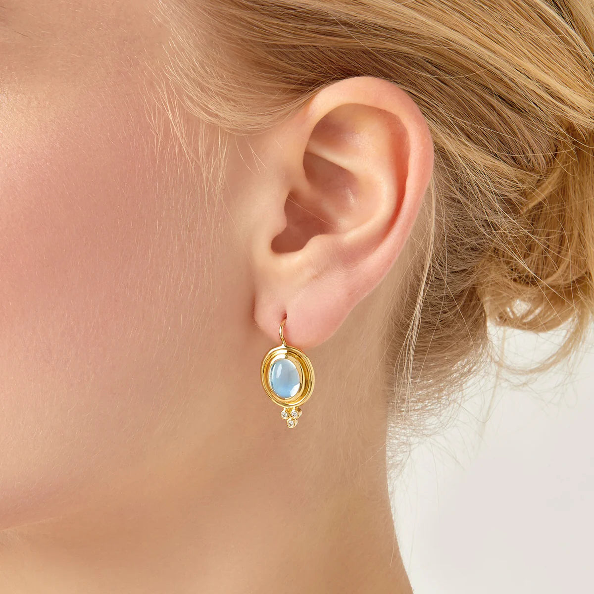 Blue Moonstone Classic Temple Earrings