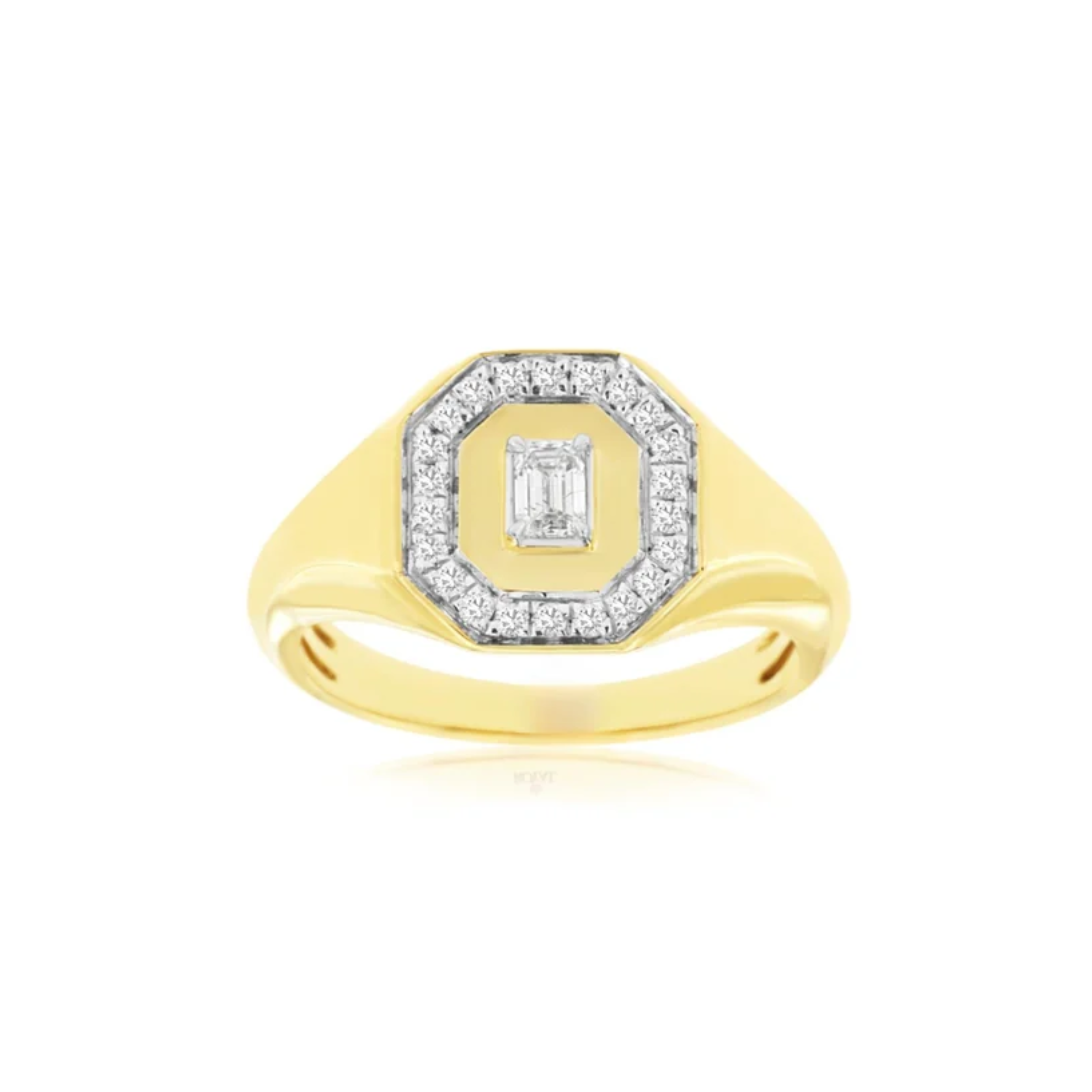 Baguette Diamond Geometric Ring