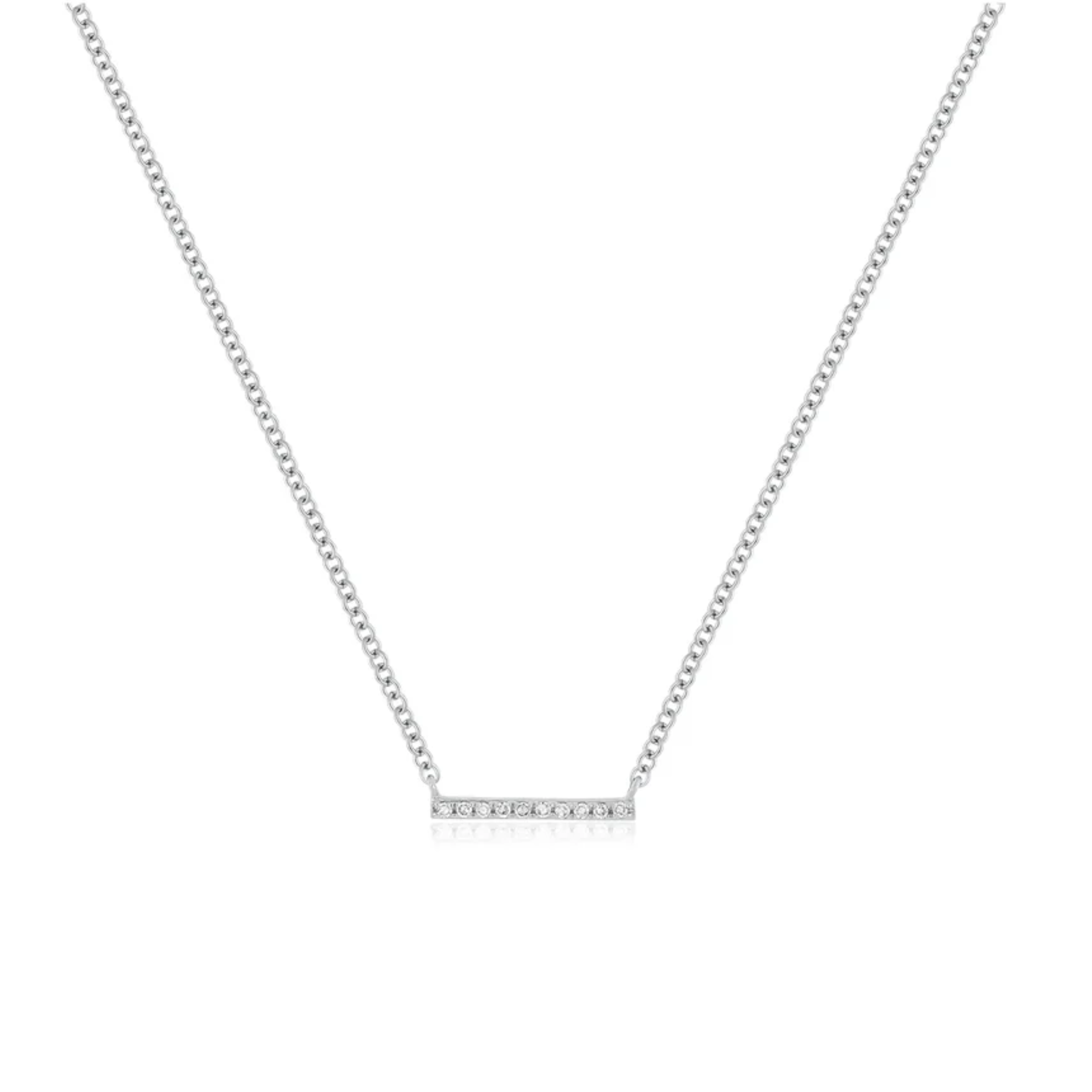 White Gold Diamond Mini Bar Necklace
