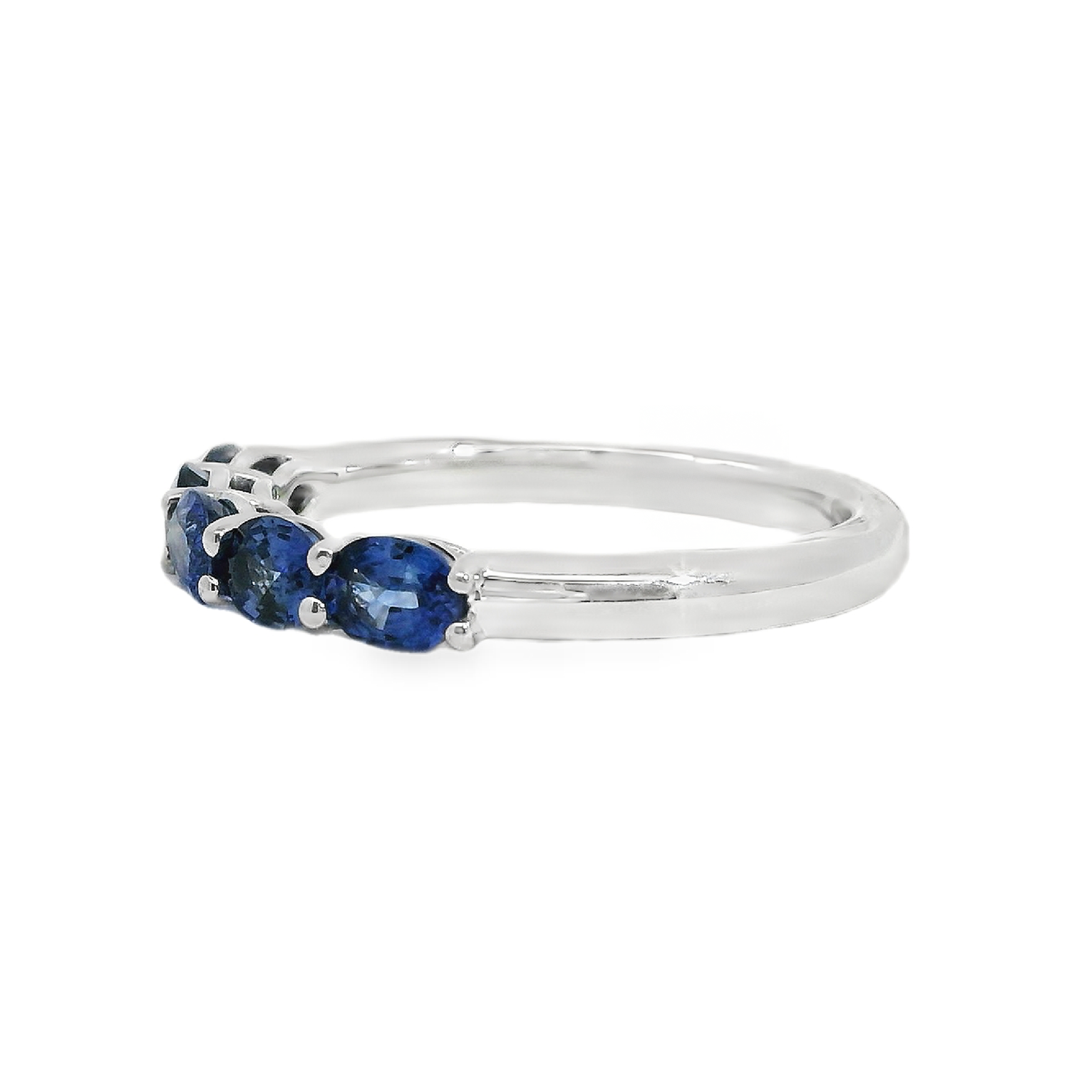 East/West Oval Blue Sapphire Anniversary Band