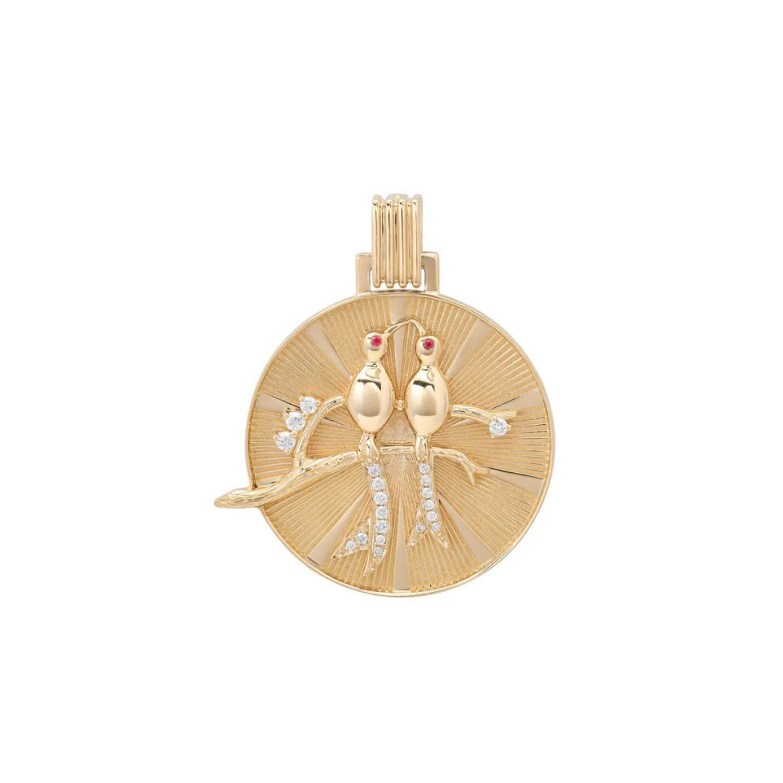 Diamond and Ruby Lovebirds Pendant