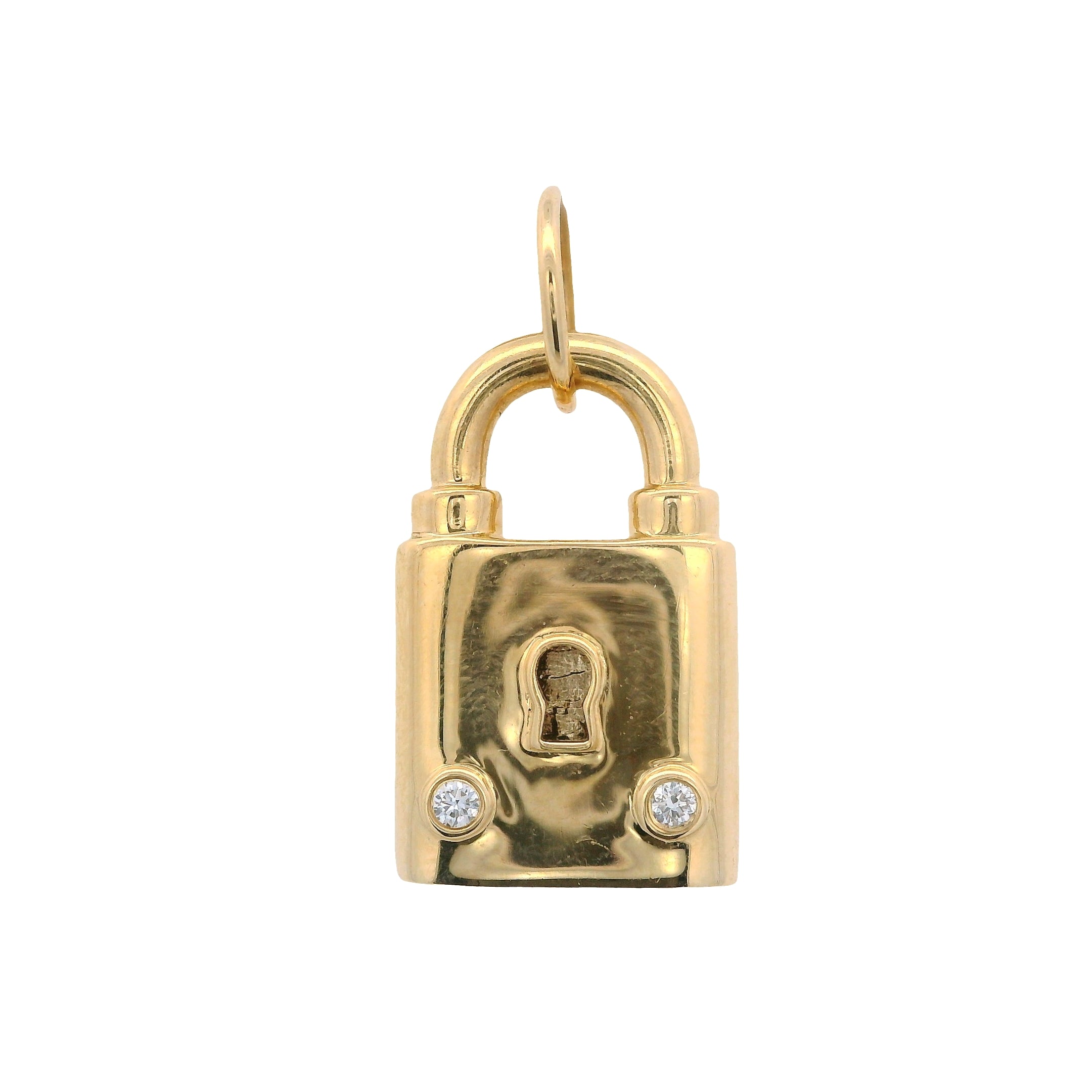 Lock Charm with Bezel Diamonds