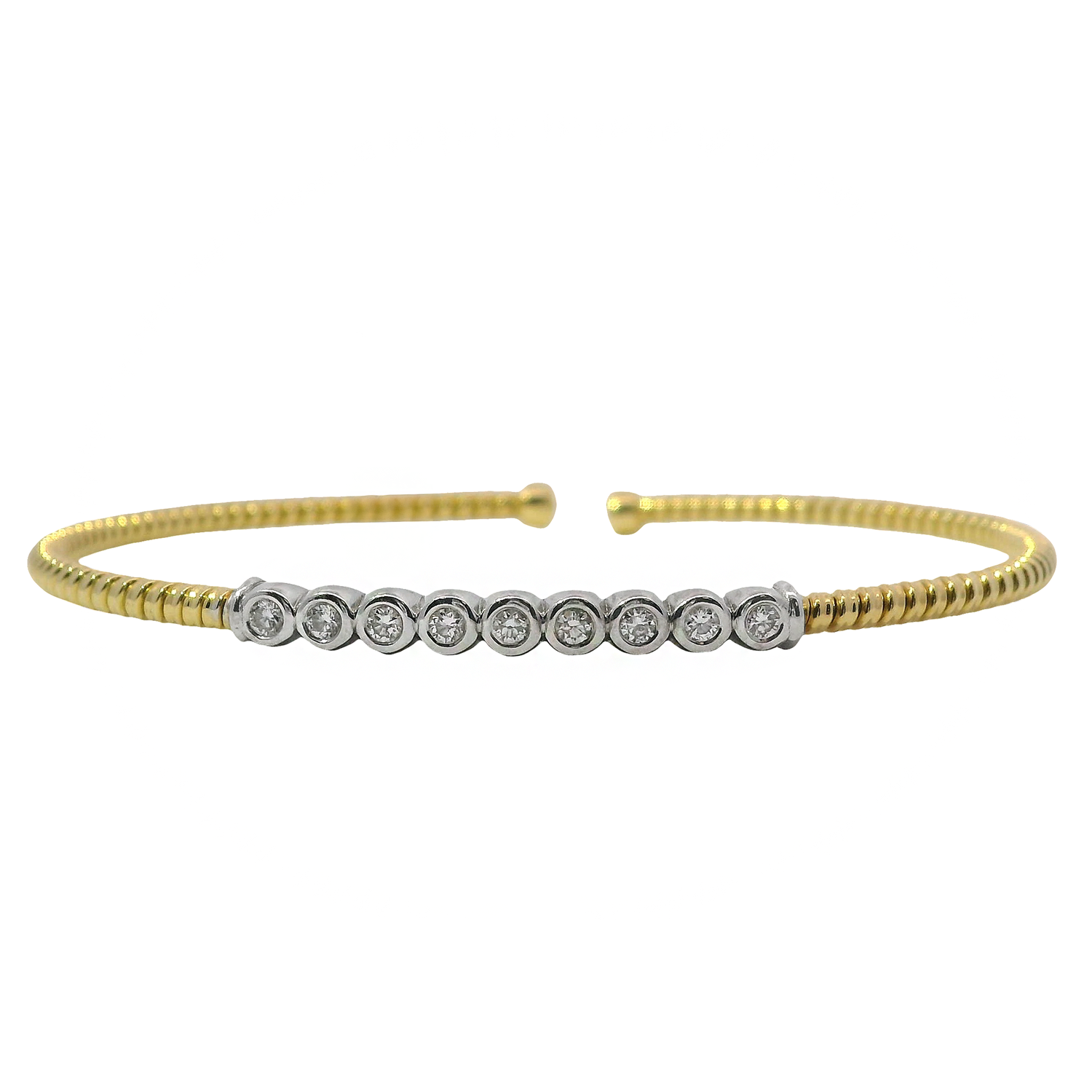 Coil Bangle with Single Row of Nine Diamonds