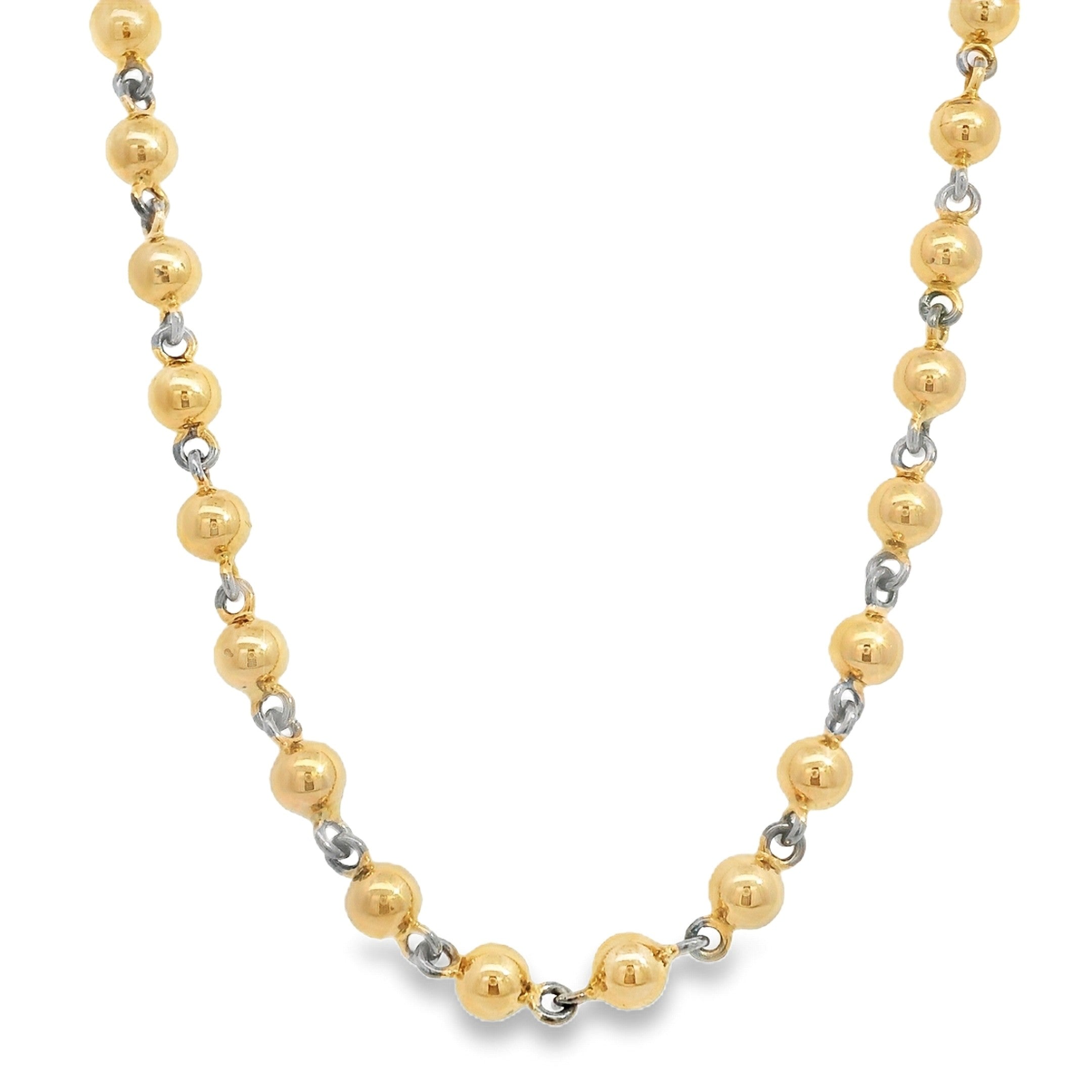 4mm Bead Chain Necklace with Rhodium Detailing