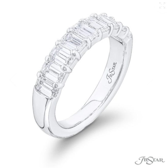 Shared Prong North/South Emerald Cut Diamond Anniversary Band