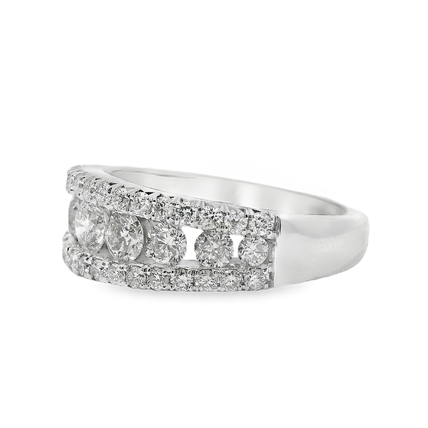 Floating Diamond Ring with Pave Diamond Border
