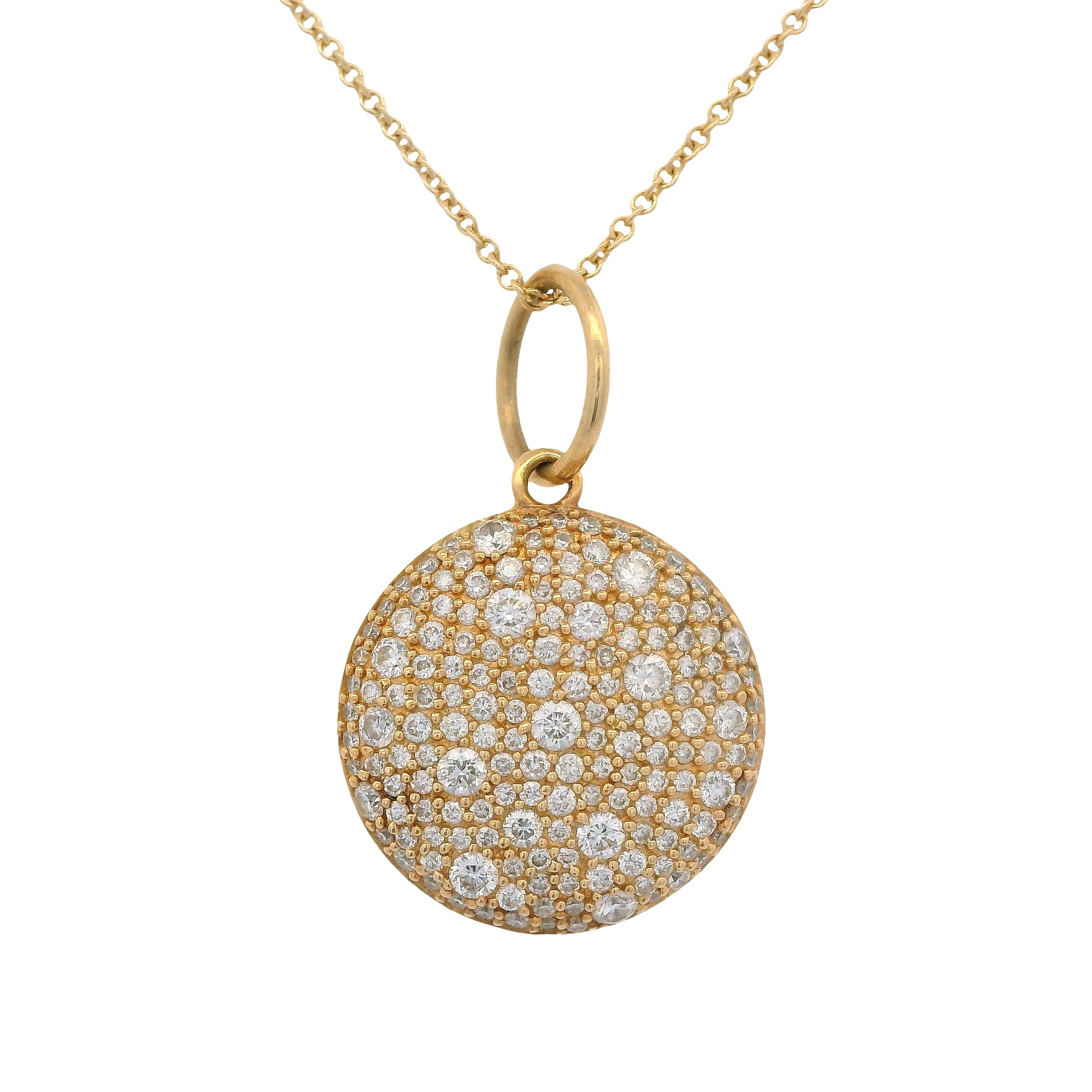 Disc Pendant with Pave Diamonds