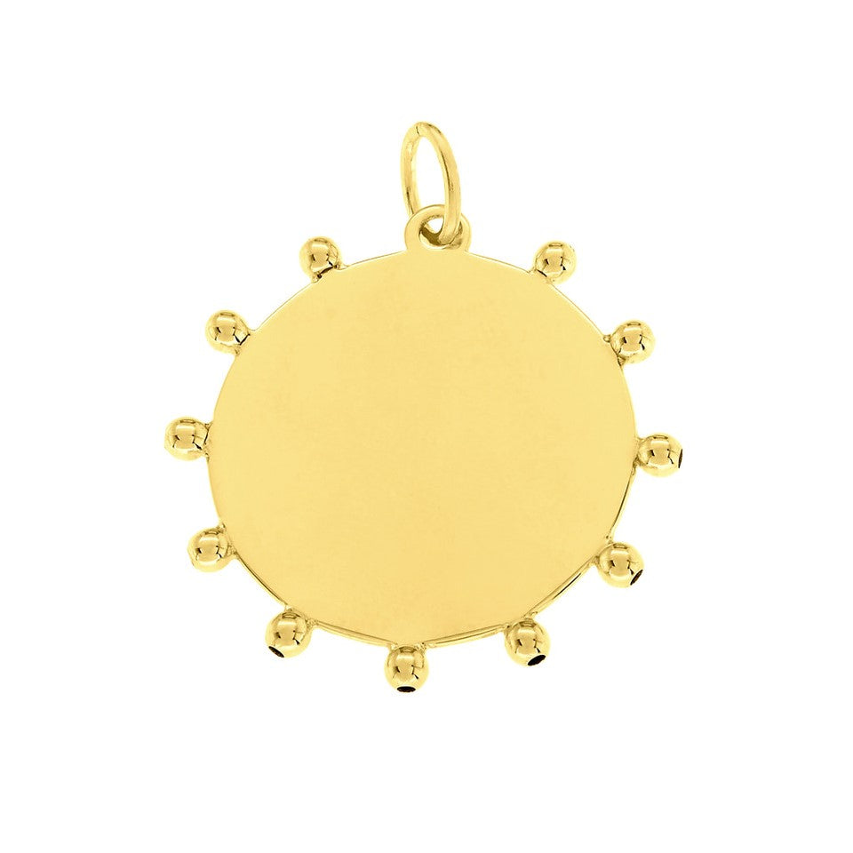 Engravable Disc Pendant with Bead Accents