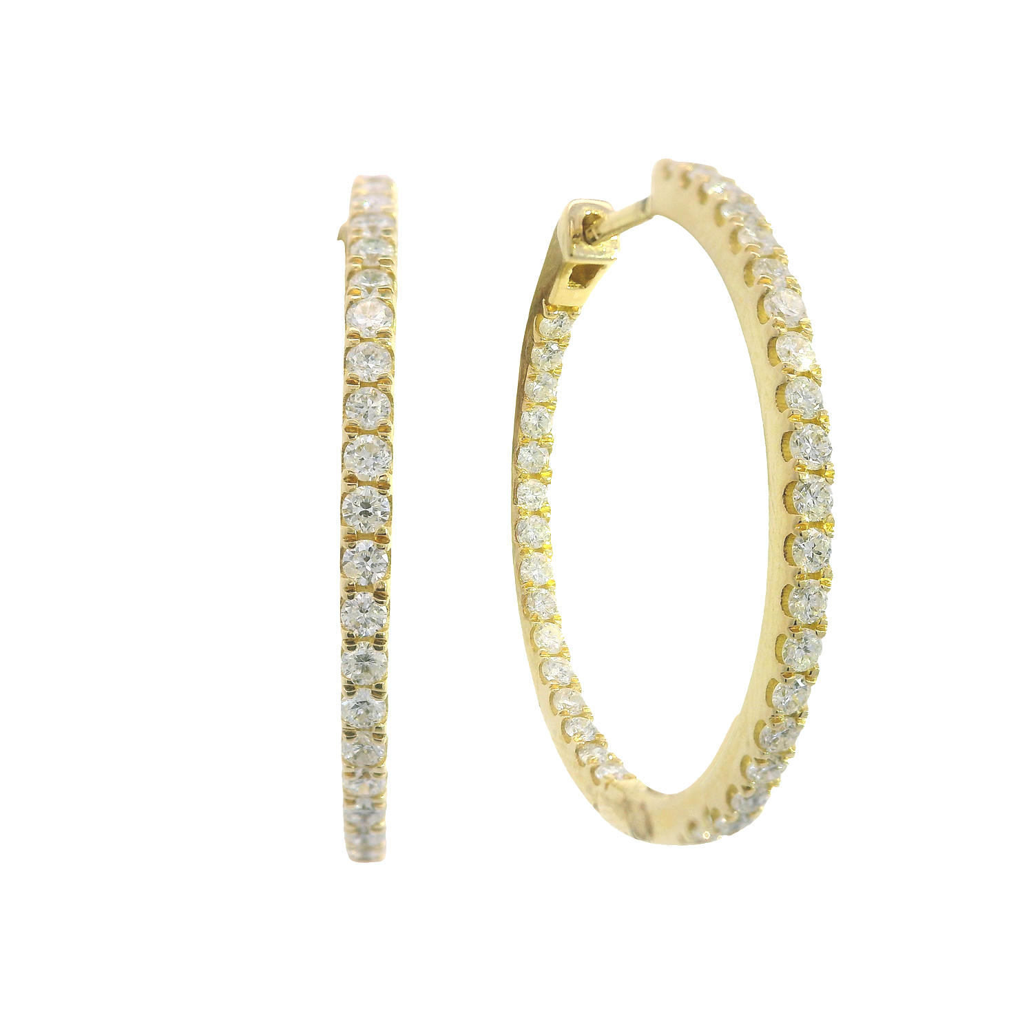 Inside-Outside Round Diamond Hoop Earrings
