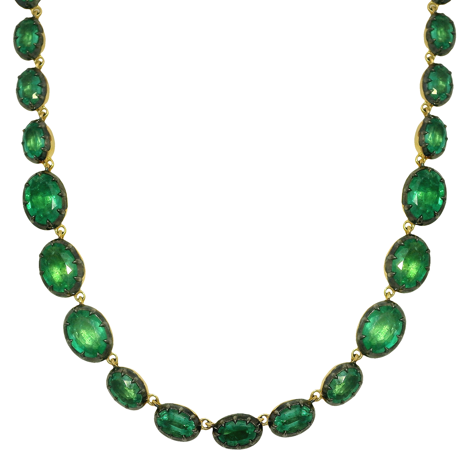 Collet Set Emerald and Diamond Necklace