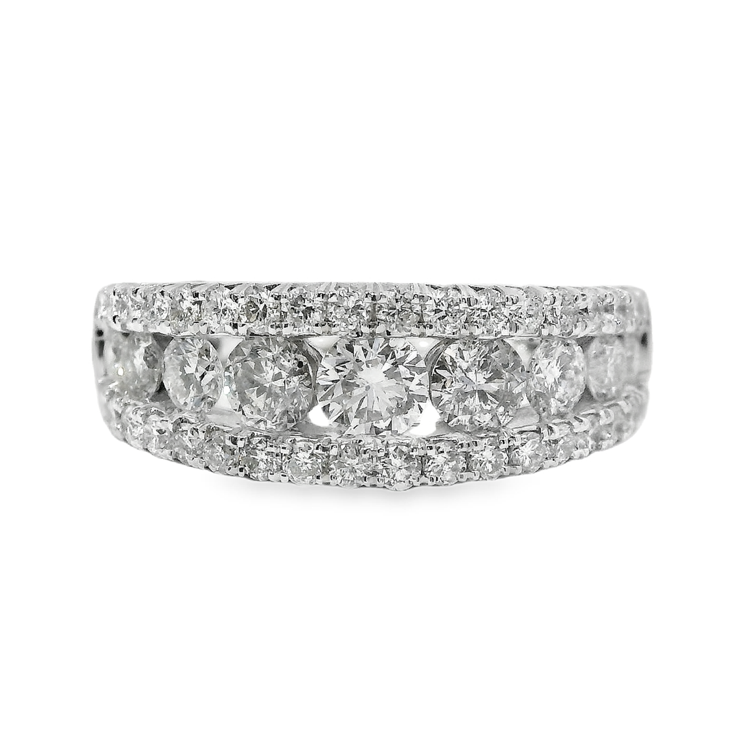 Floating Diamond Ring with Pave Diamond Border