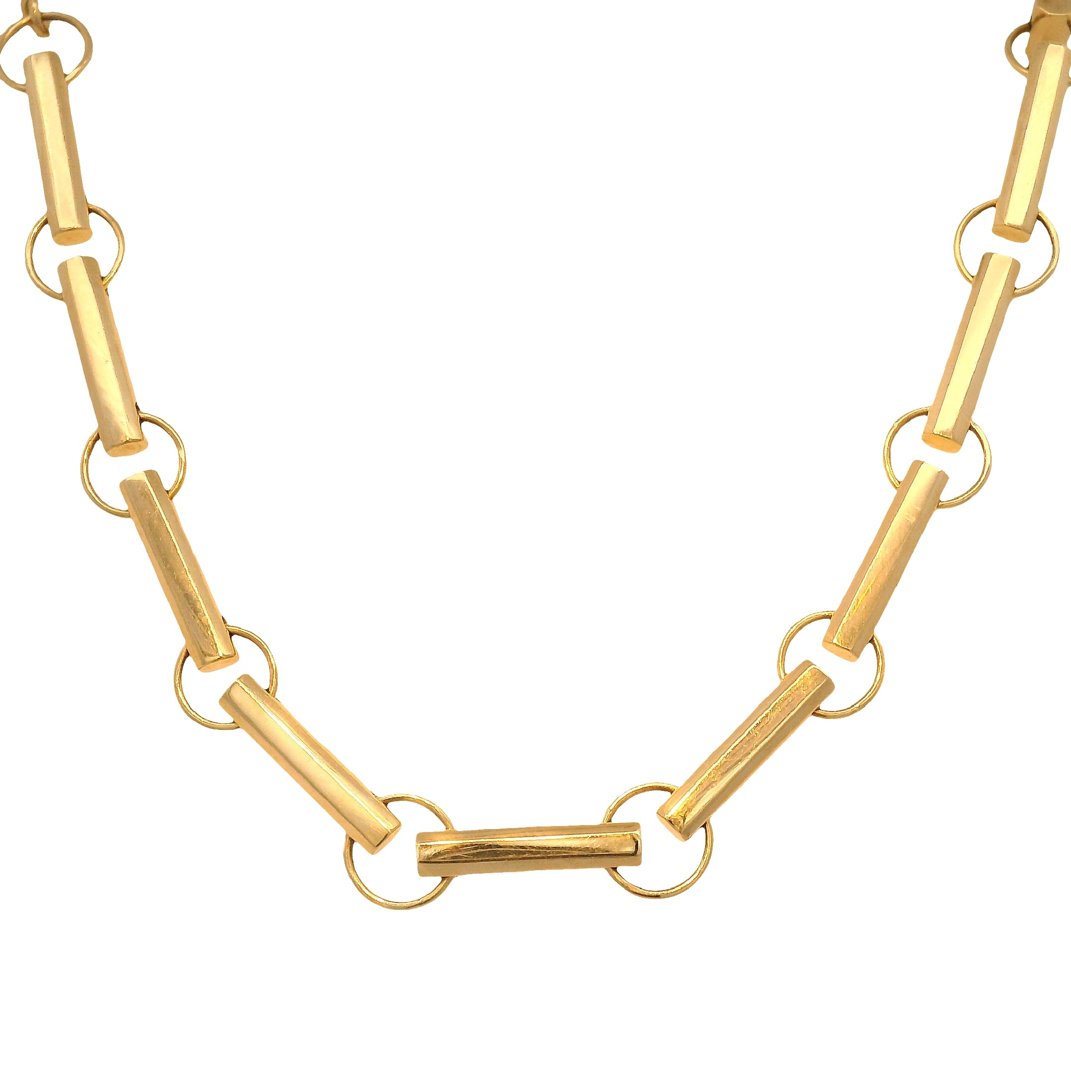 Alternating Round and Bar Link Necklace