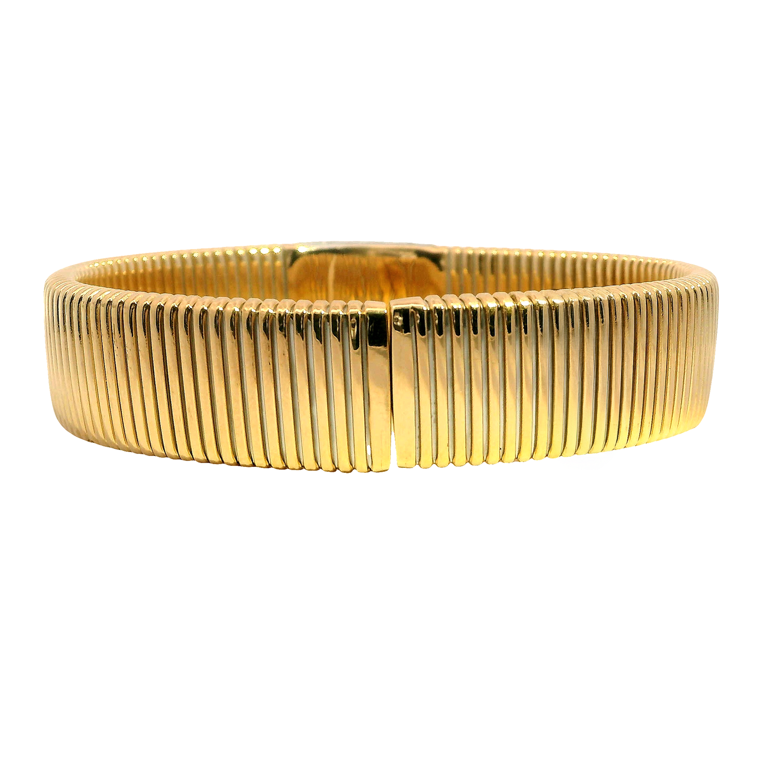 Tubogas Cuff Bracelet with Pavé Diamond Center