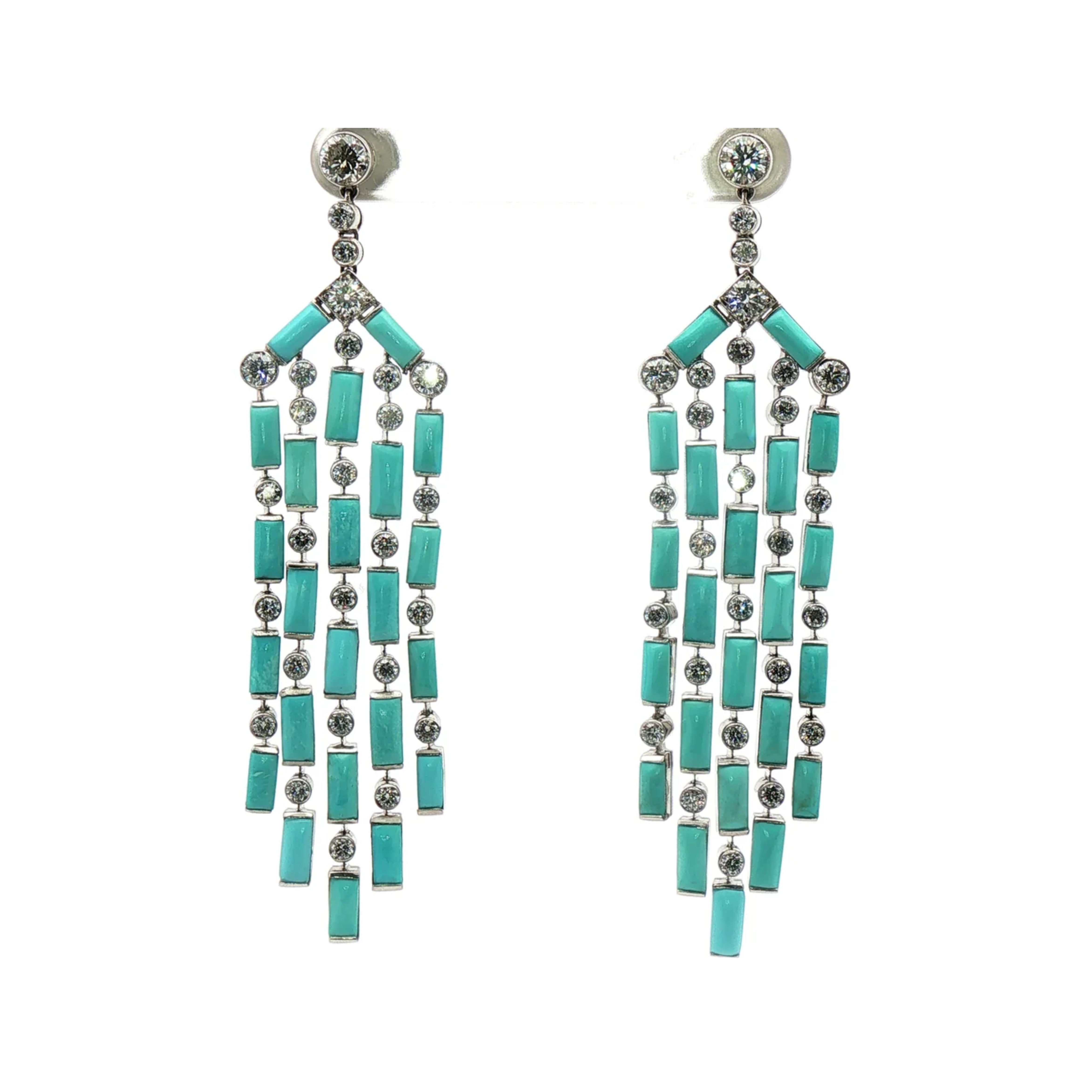 Turquoise and Diamond Chandelier Earrings