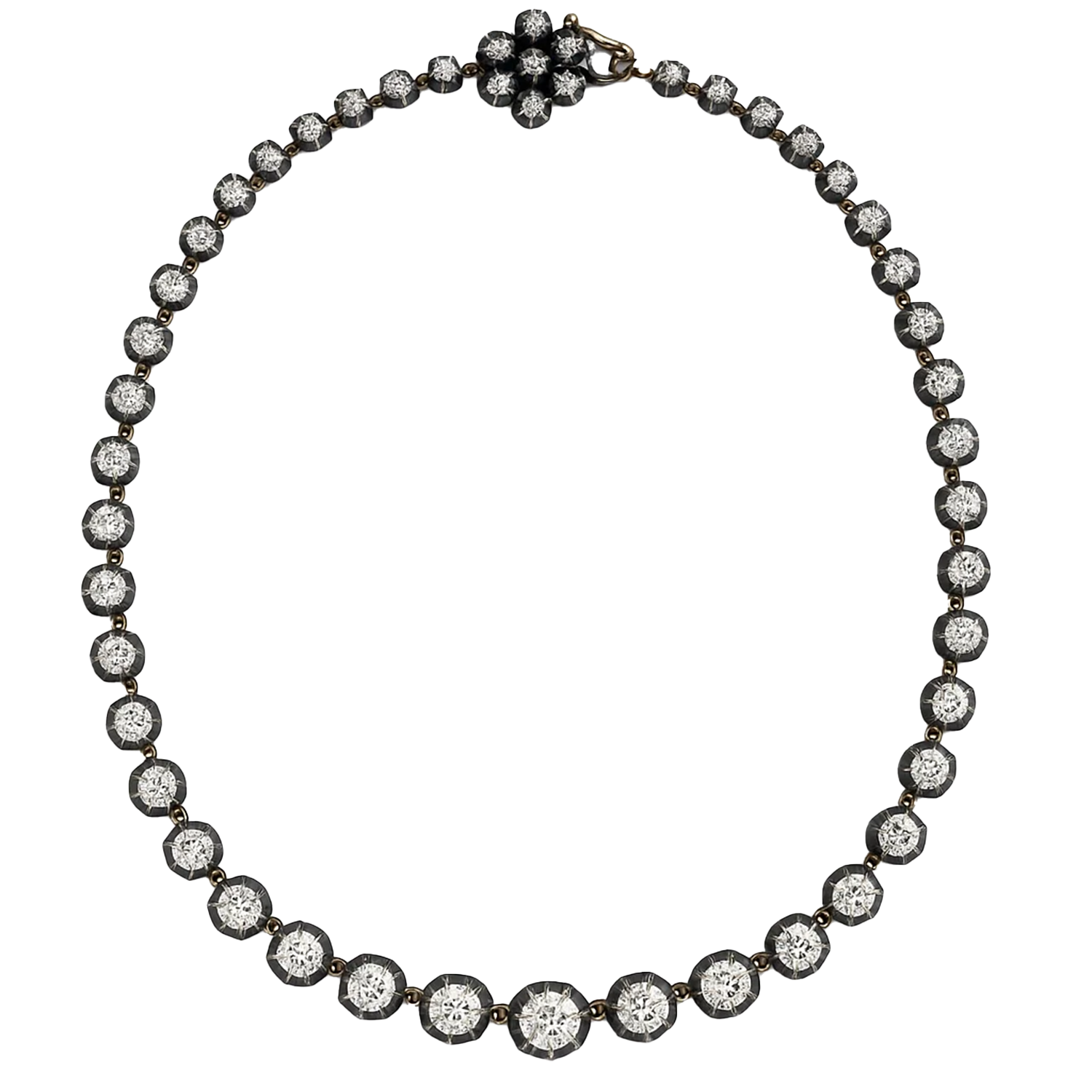 Vintage Victorian Round Collet Diamond Riviera Necklace