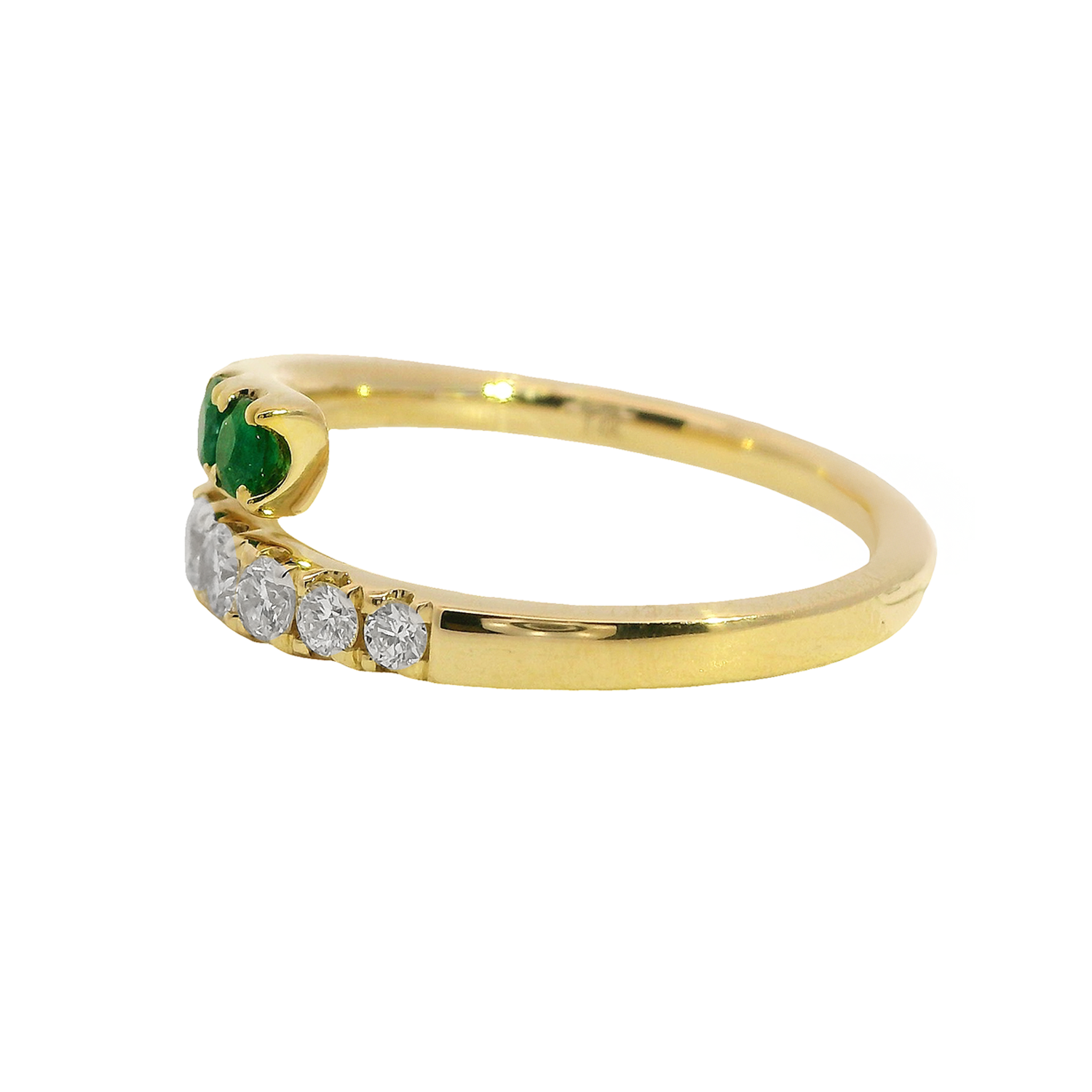 Graduated Round Emerald and Diamond Bypass Ring