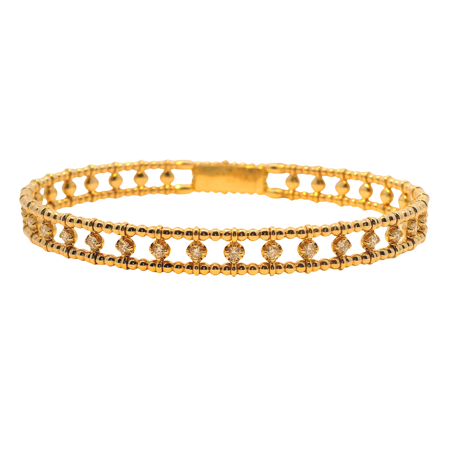 Round Diamond Station Beaded Bangle