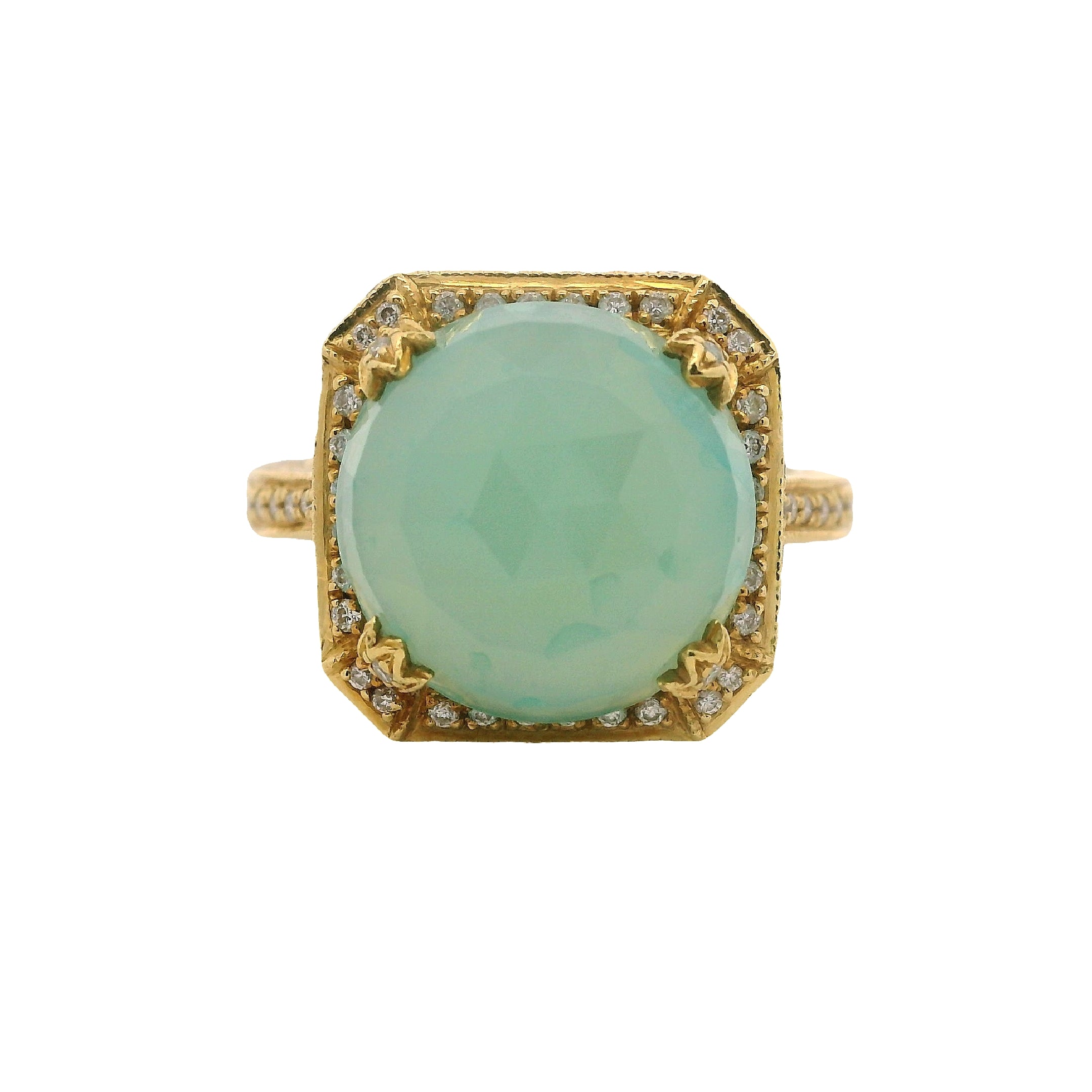 Cabochon Chalcedony Halo Ring