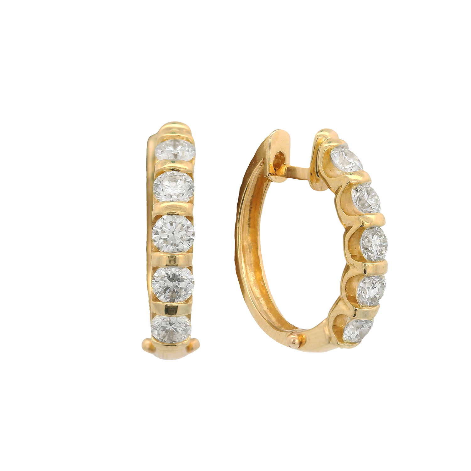 Channel Set Round Diamond Hoop Earrings