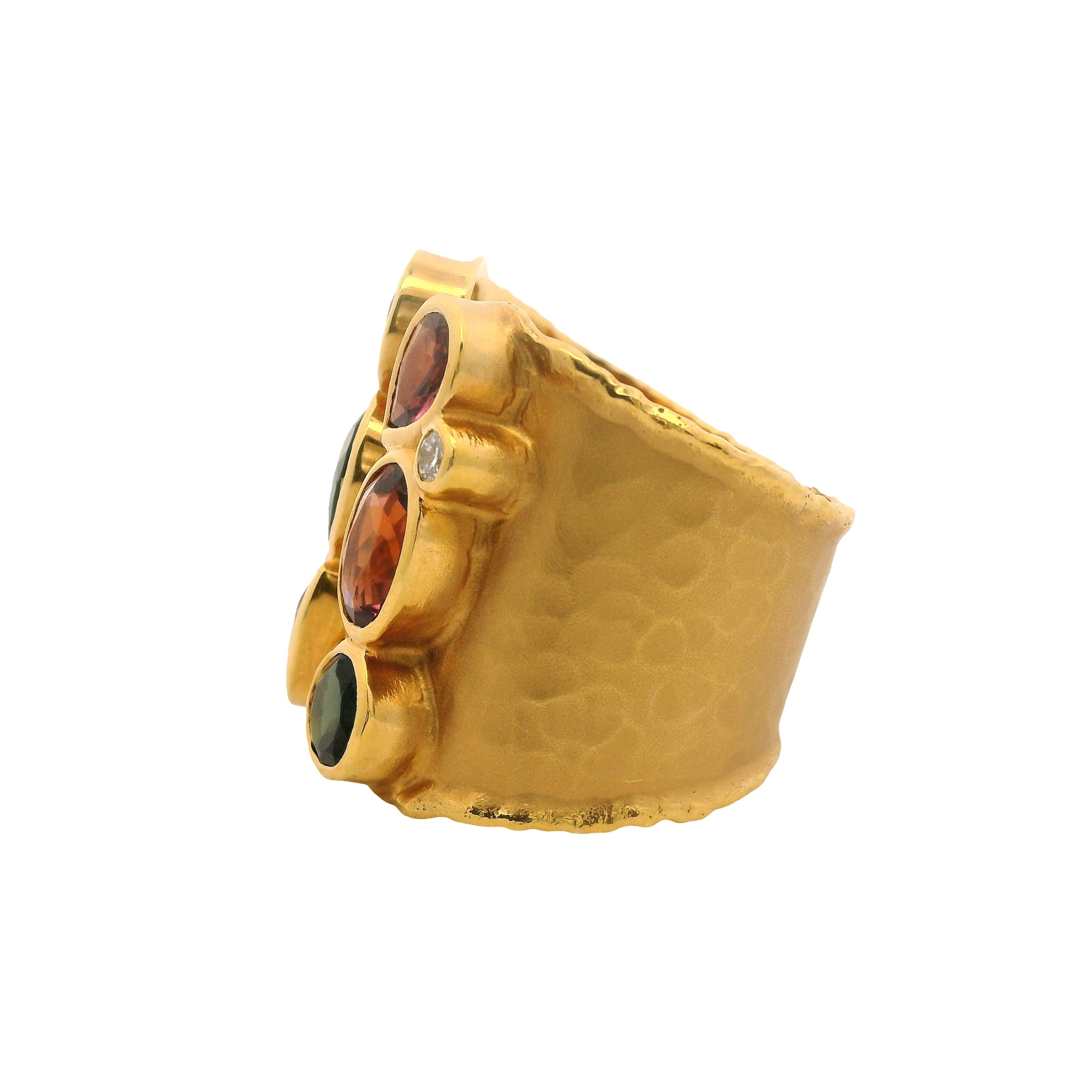 Mixed Tourmaline Wide Cuff Ring