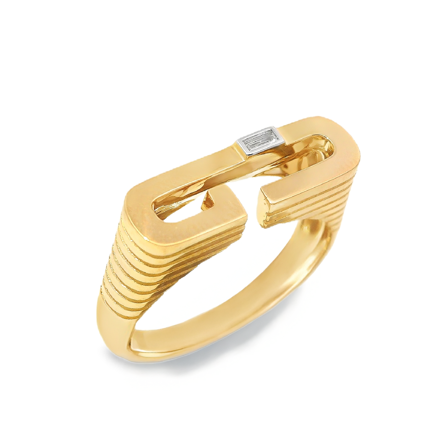 Diamond Initial "G" Ring