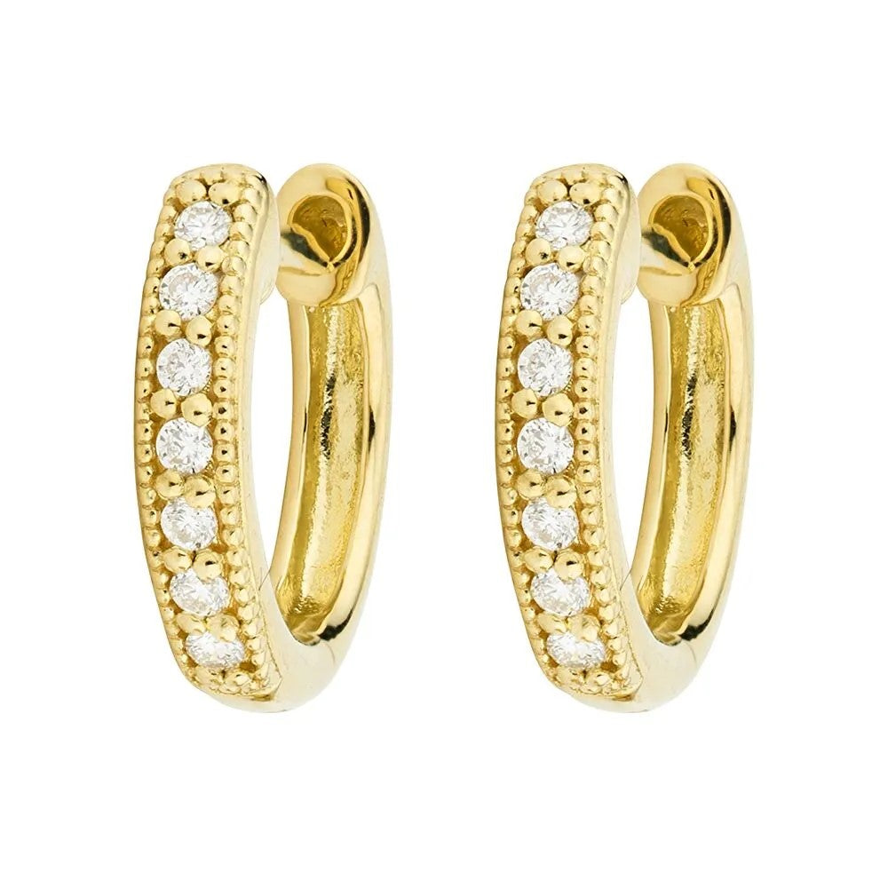 Diamond Huggie Hoop Earrings