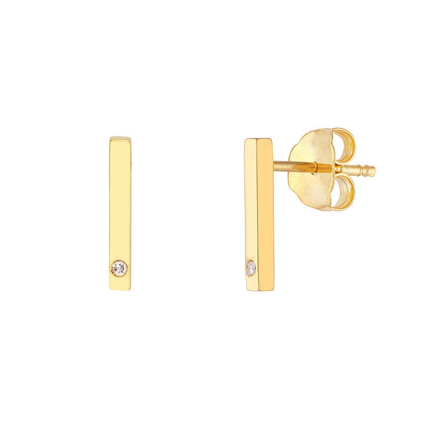 Mini Staple Bar Diamond Earrings
