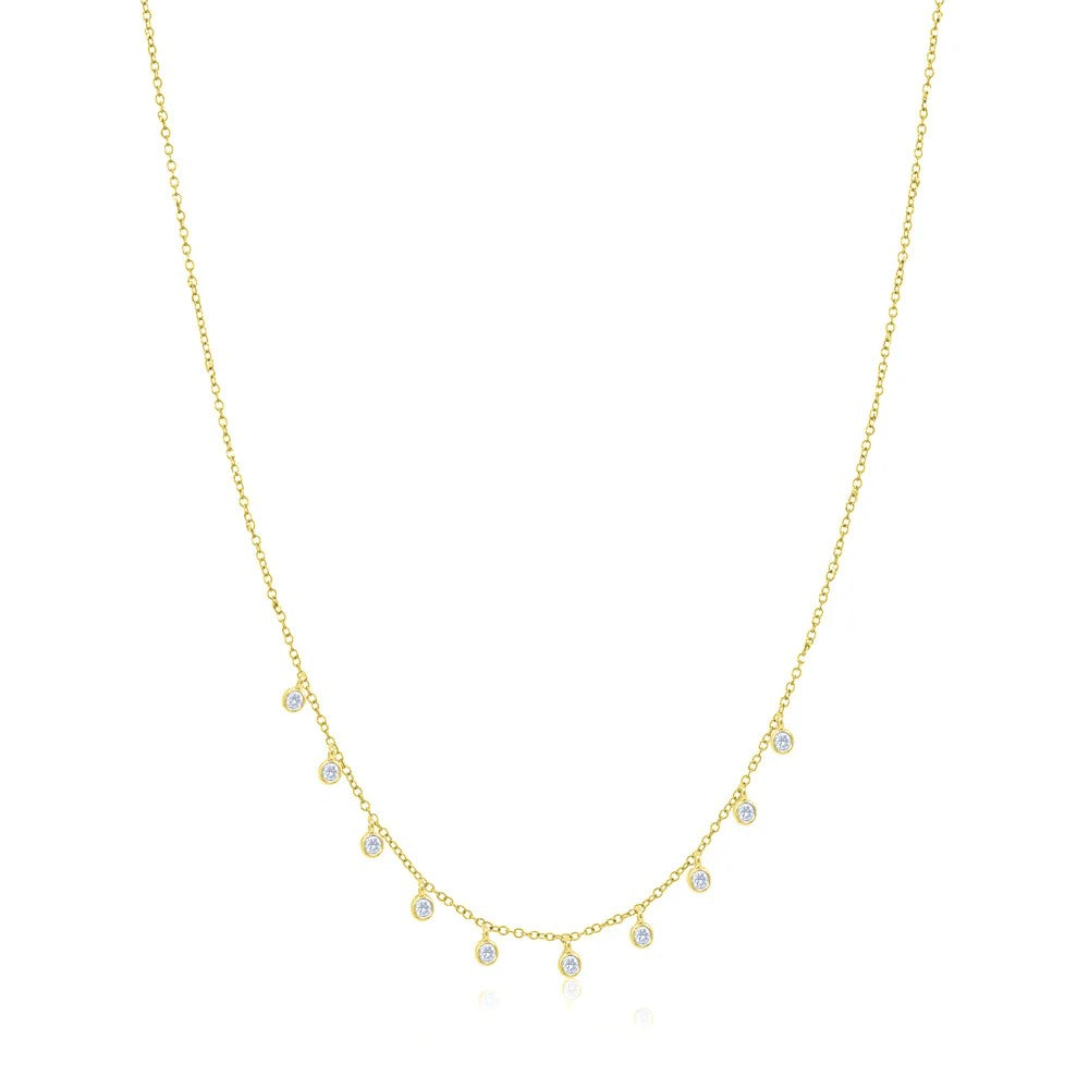 Yellow Gold Choker with Diamond 10 Bezels