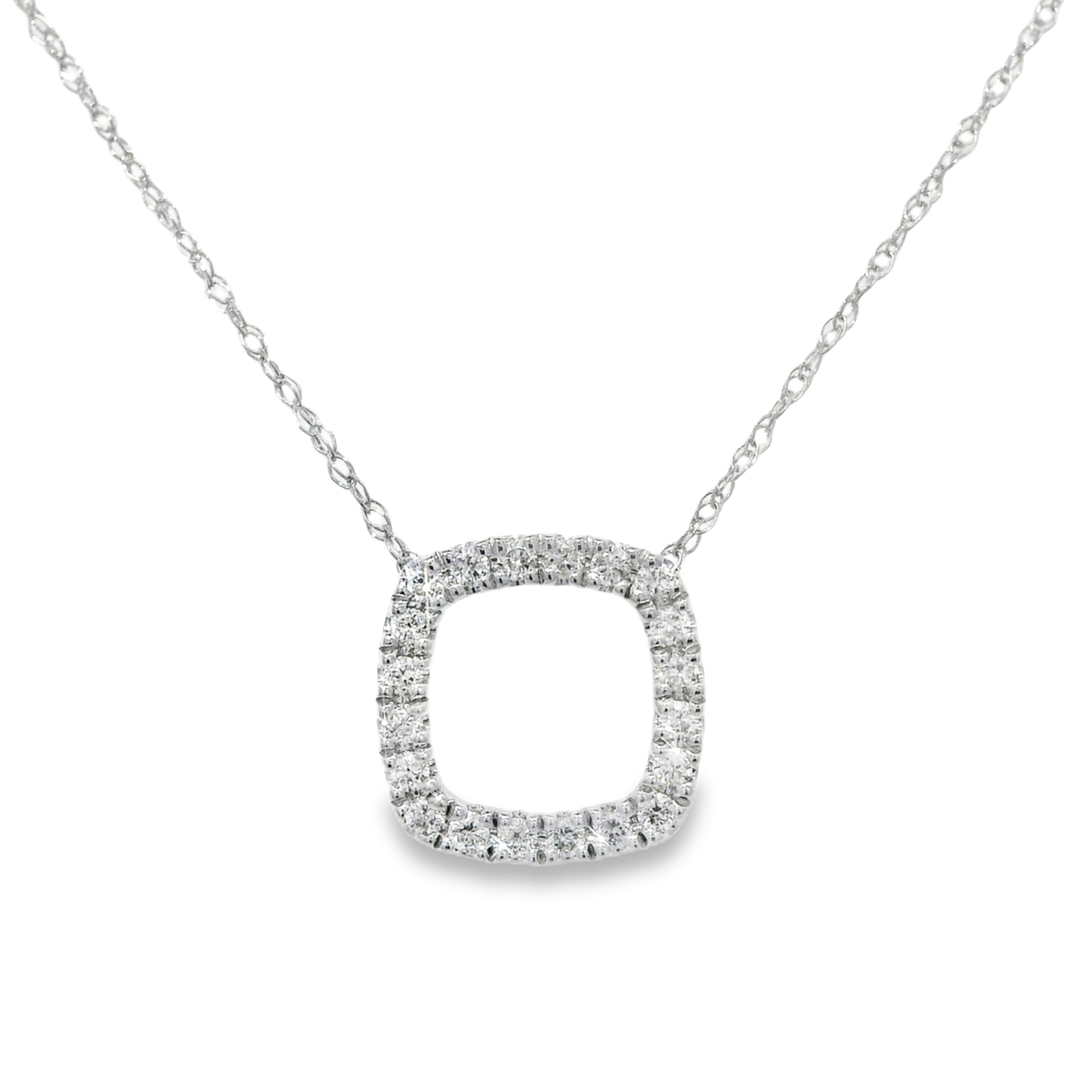 Open Square Diamond Pendant Necklace