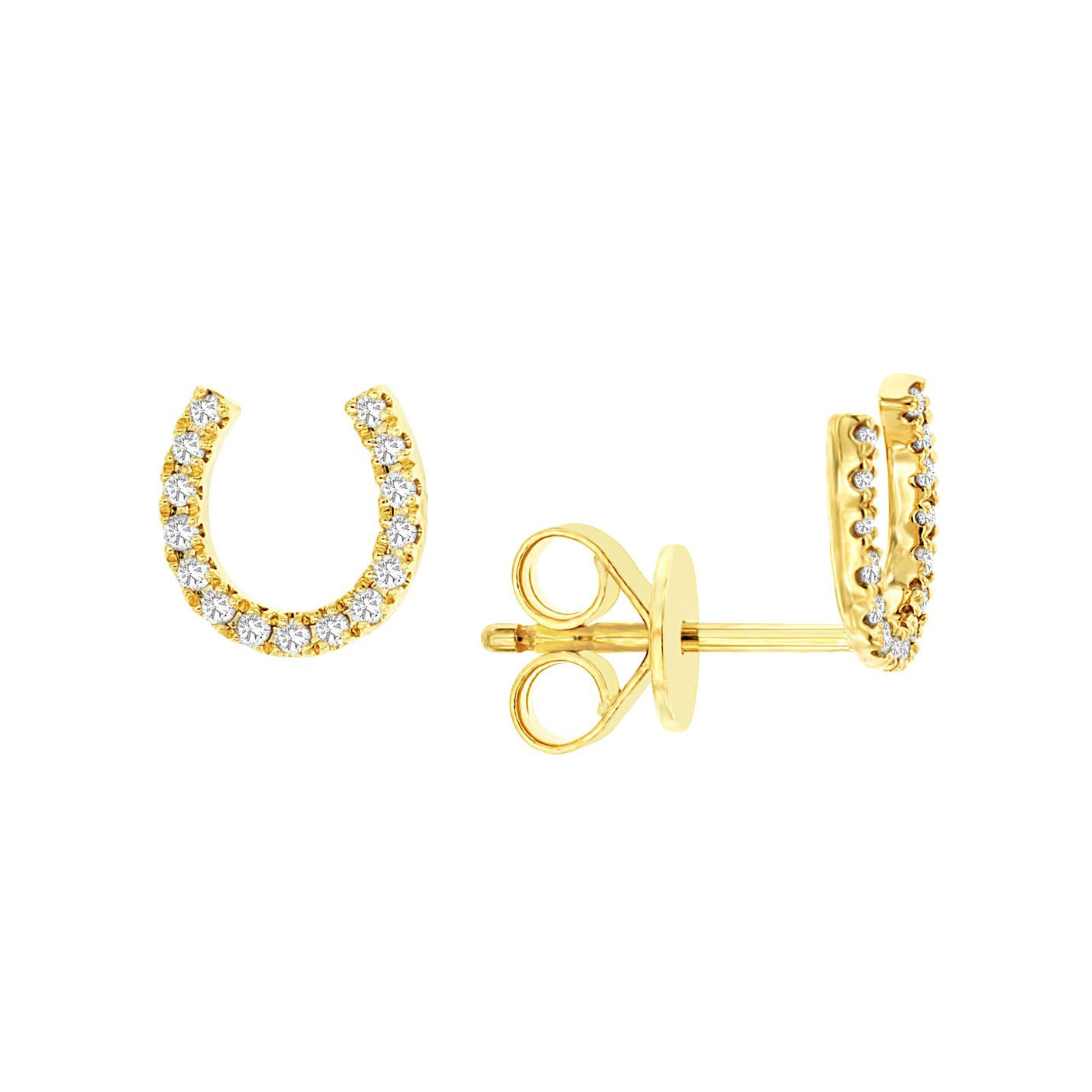 Diamond Horseshoe Stud Earrings