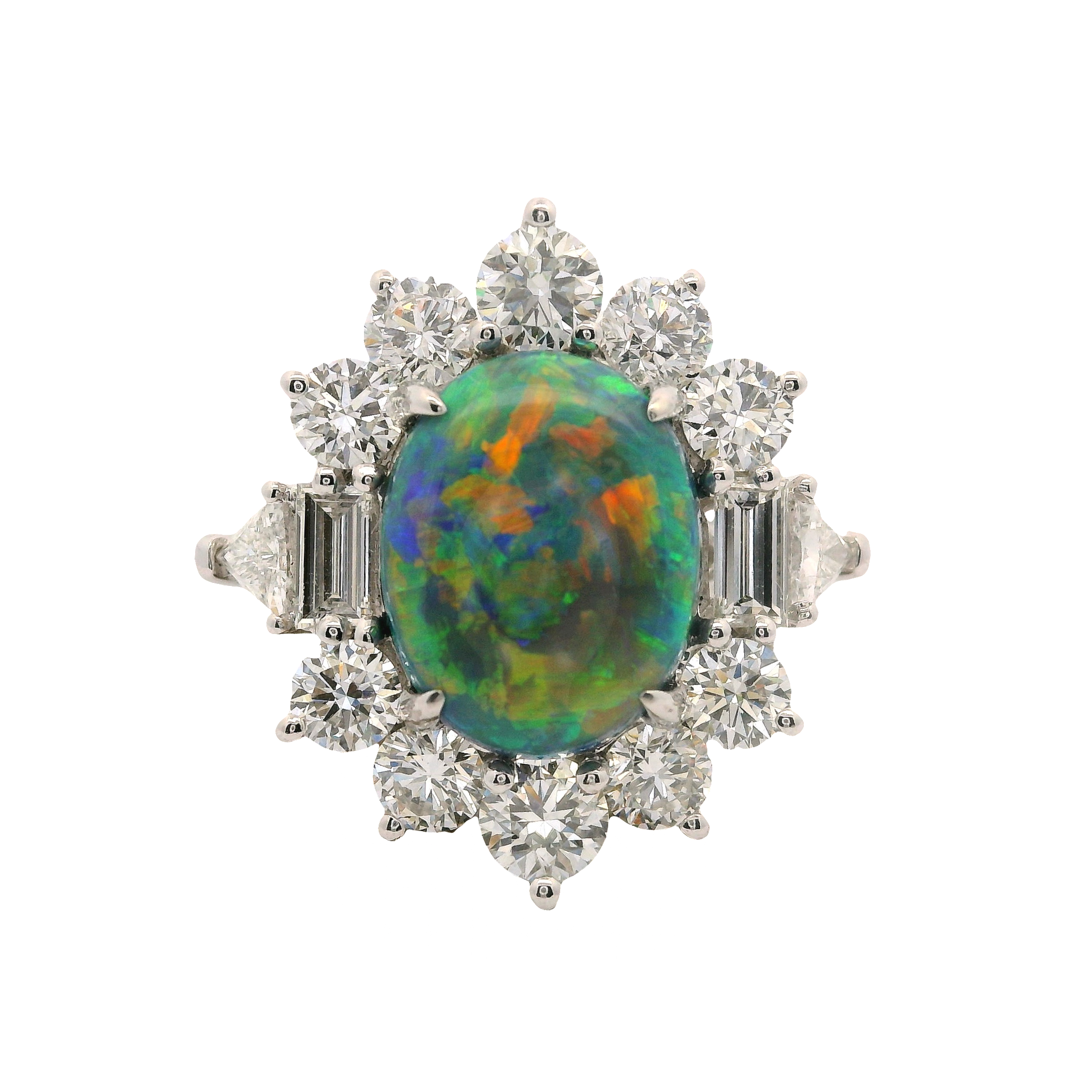 Oval Opal Ring with Diamonds