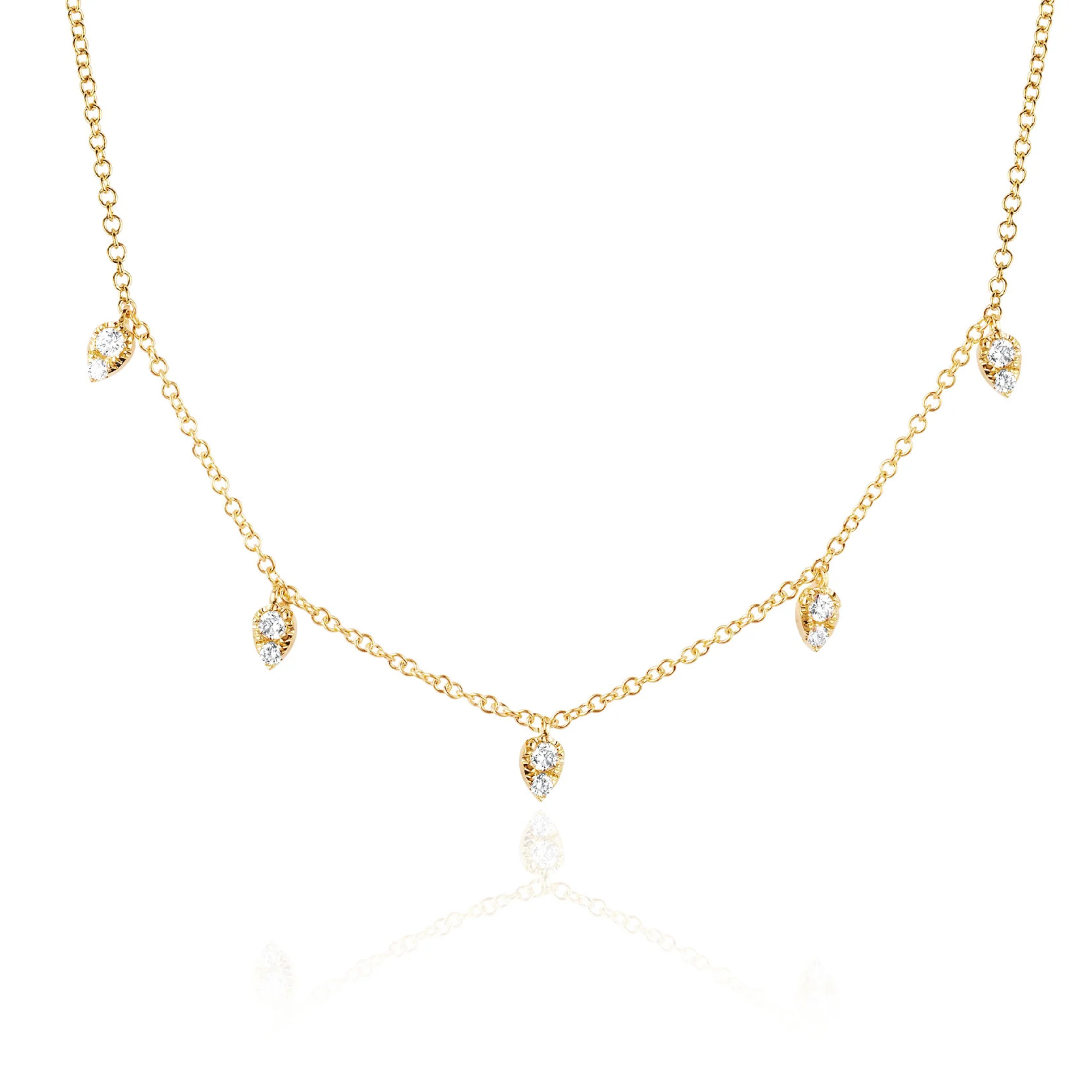 Five Diamond Teardrop Choker Necklace