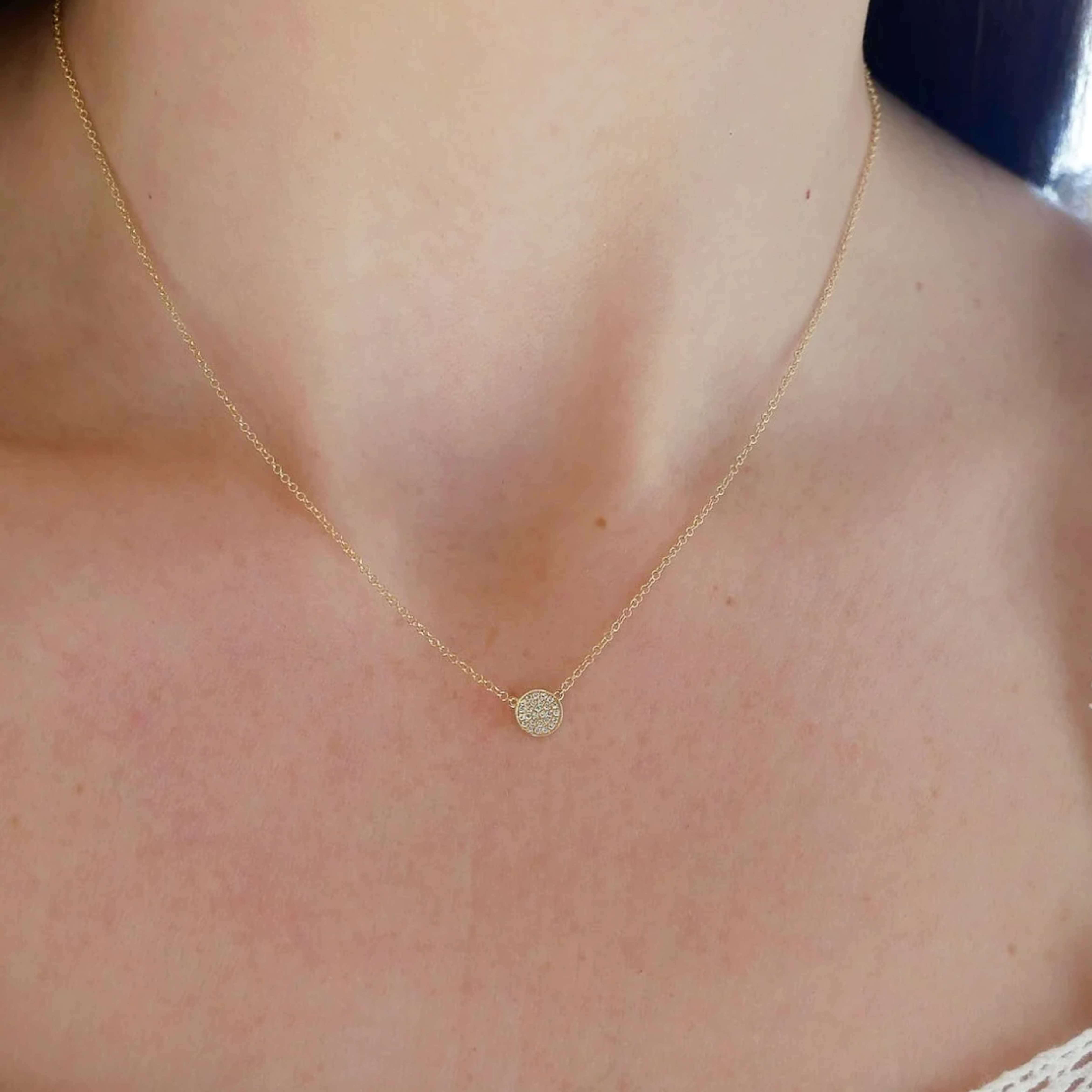 Diamond Mini Disc Necklace