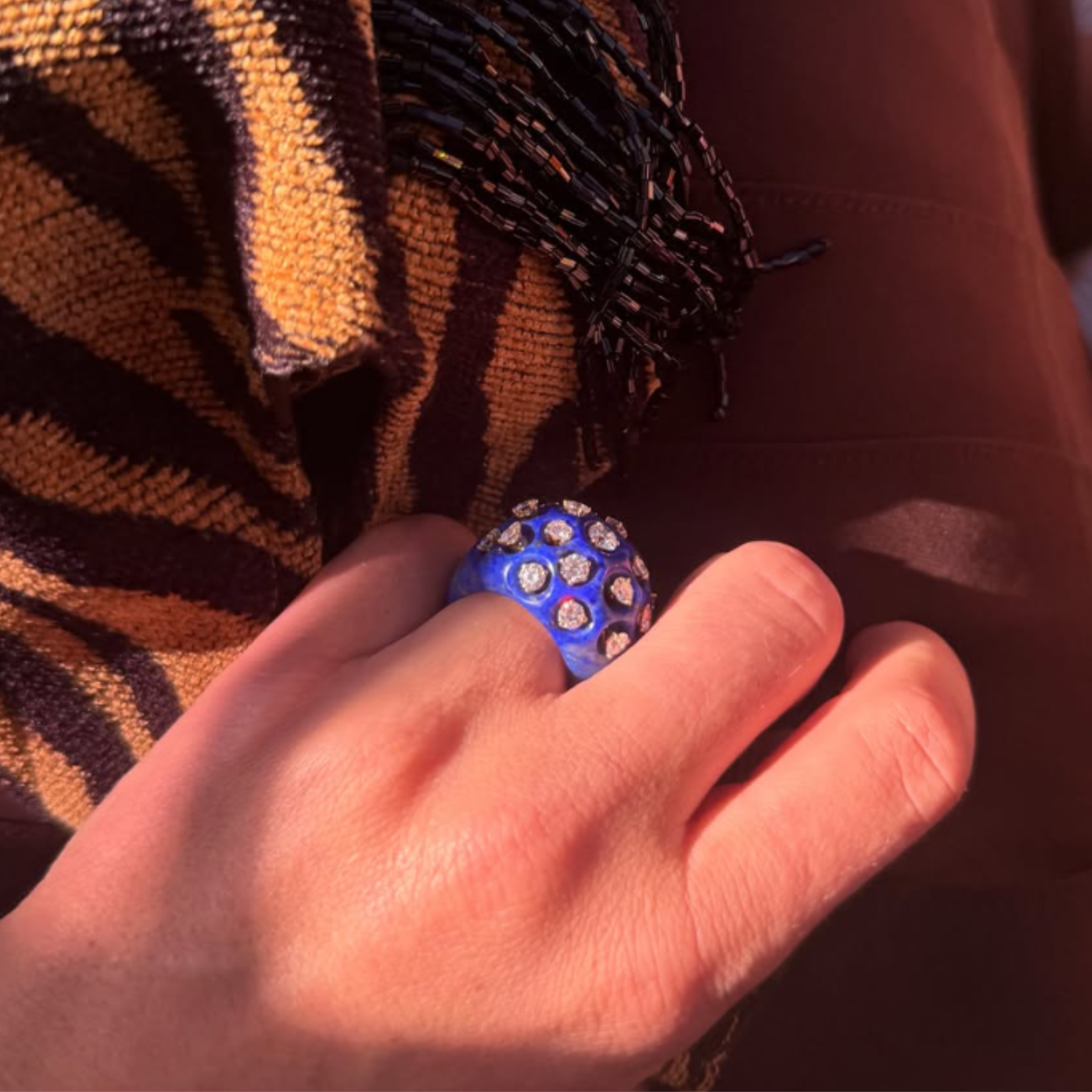 Lapis Diamond Dome Ring
