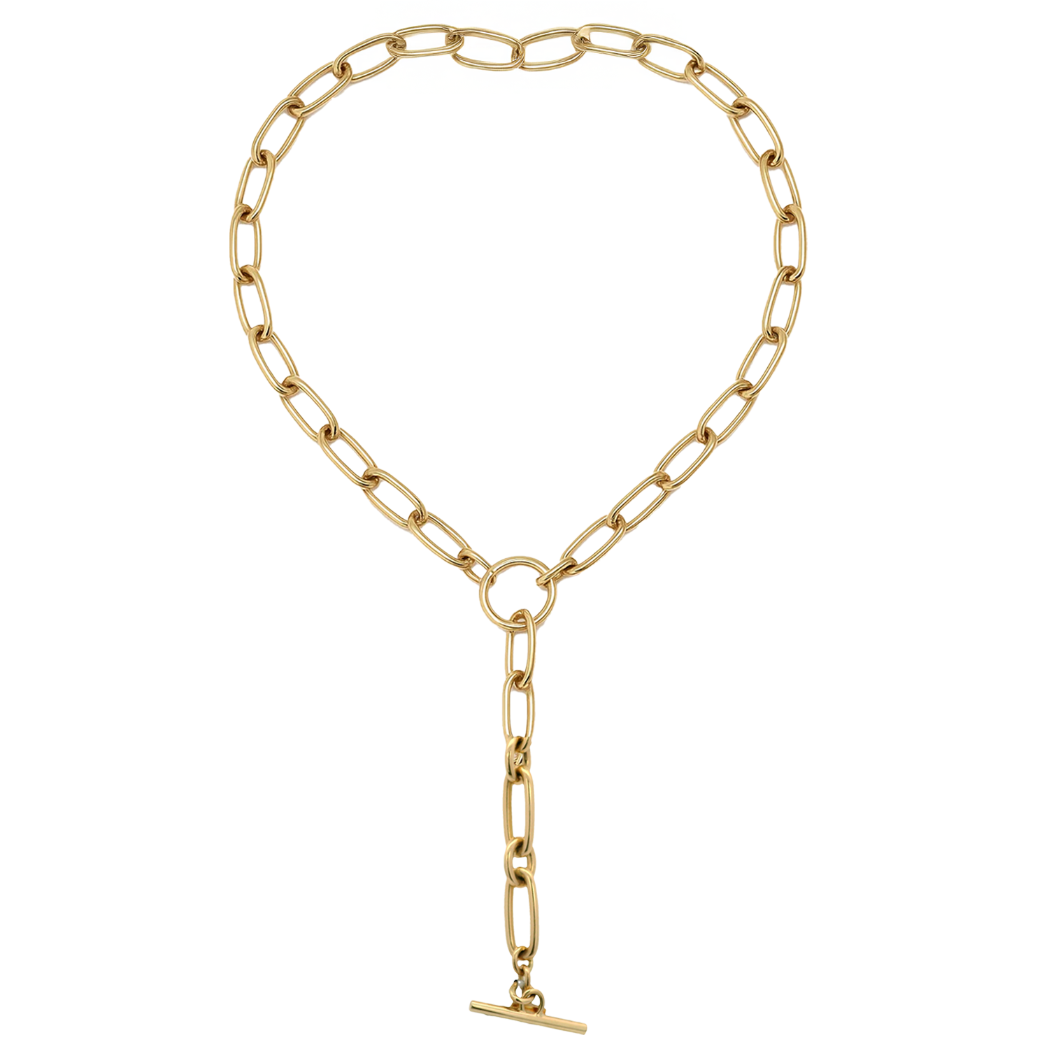 Polished Fancy Link Drop Toggle Necklace