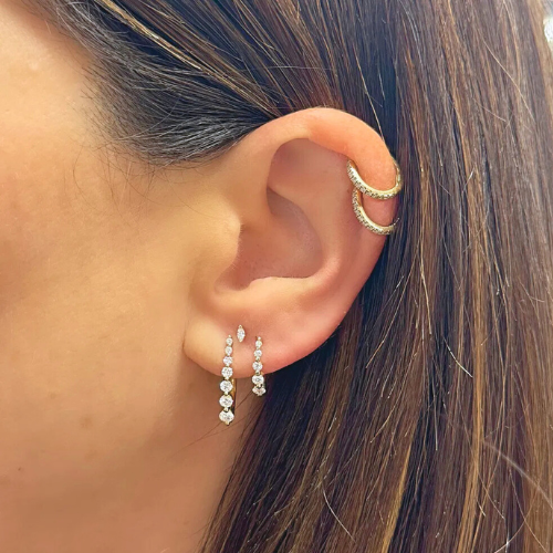 Large Oval Graduated Diamond Hoops