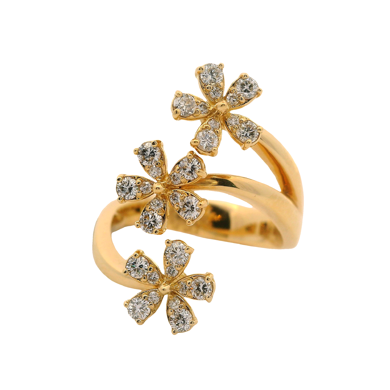 Triple Flower Diamond Ring