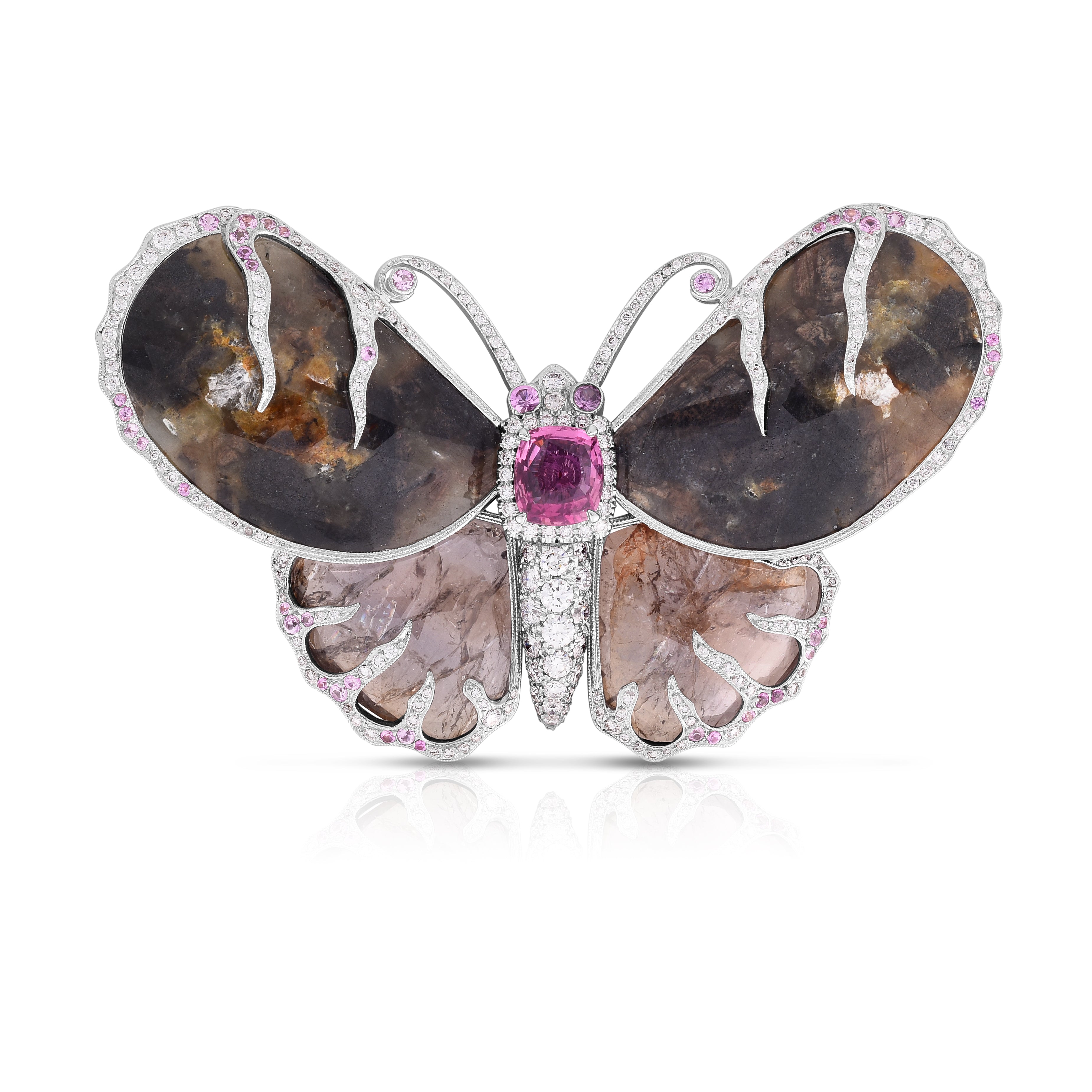 Sapphire and Diamond Butterfly Brooch