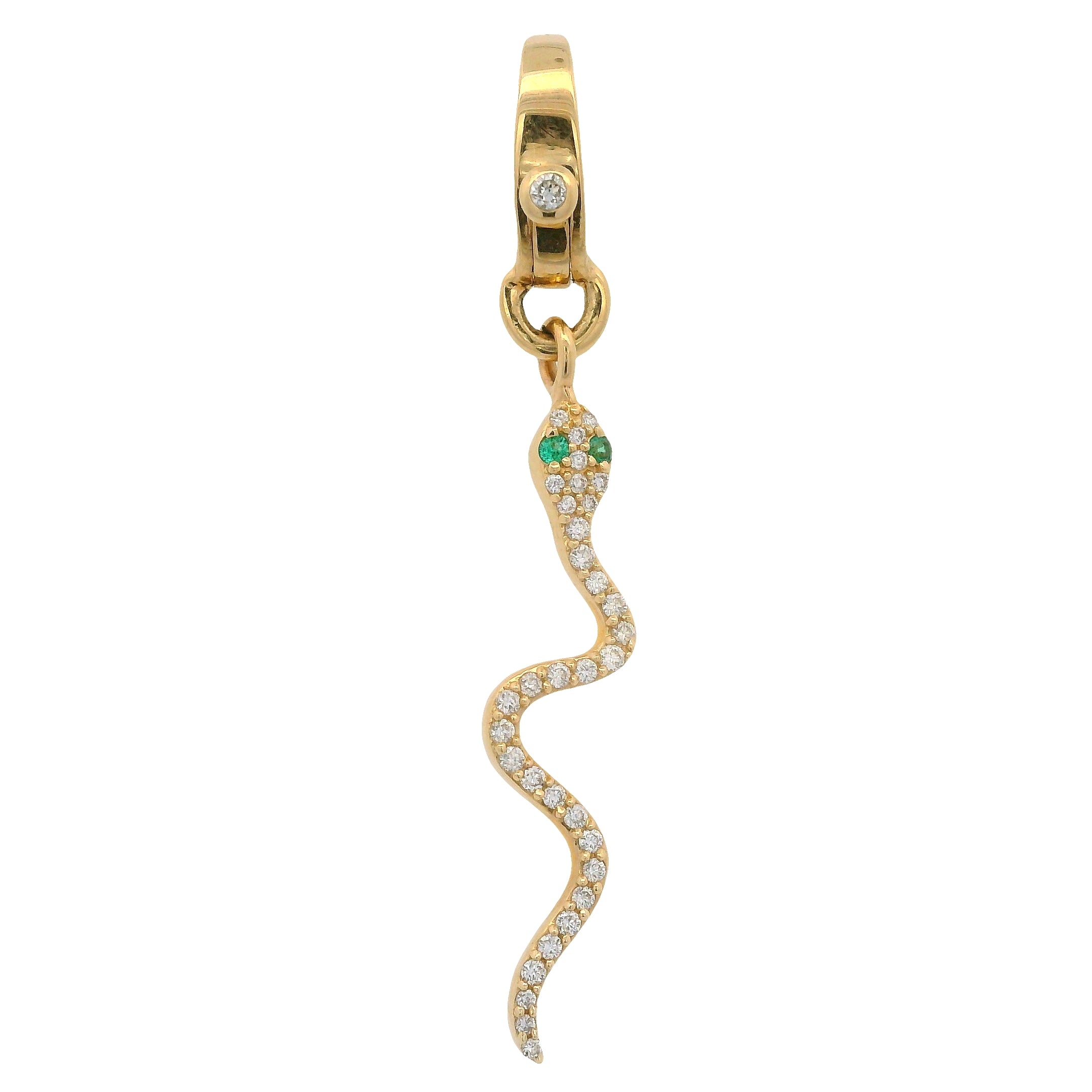 Serpent Charm with Diamonds & Emerald Eyes