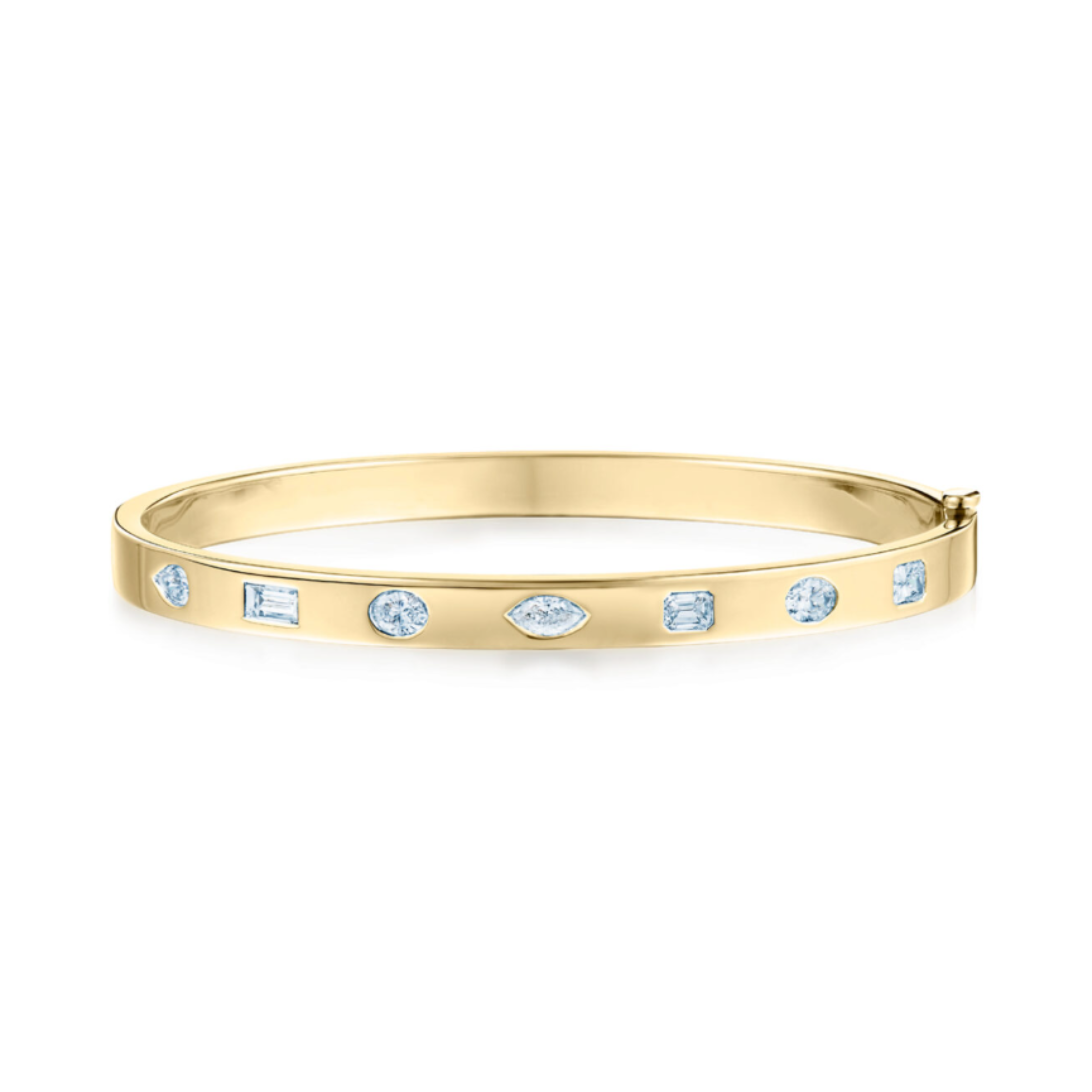 Stackable Slim Bangle with Fancy Shape Diamonds