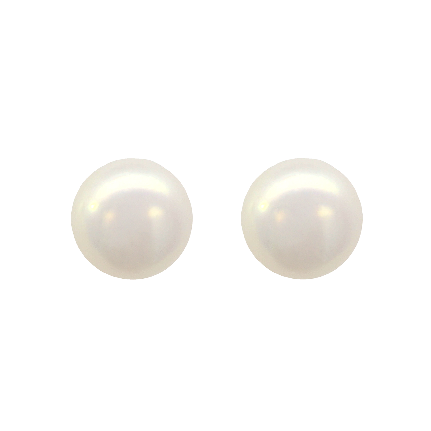 White Button Freshwater Pearl Stud Earrings
