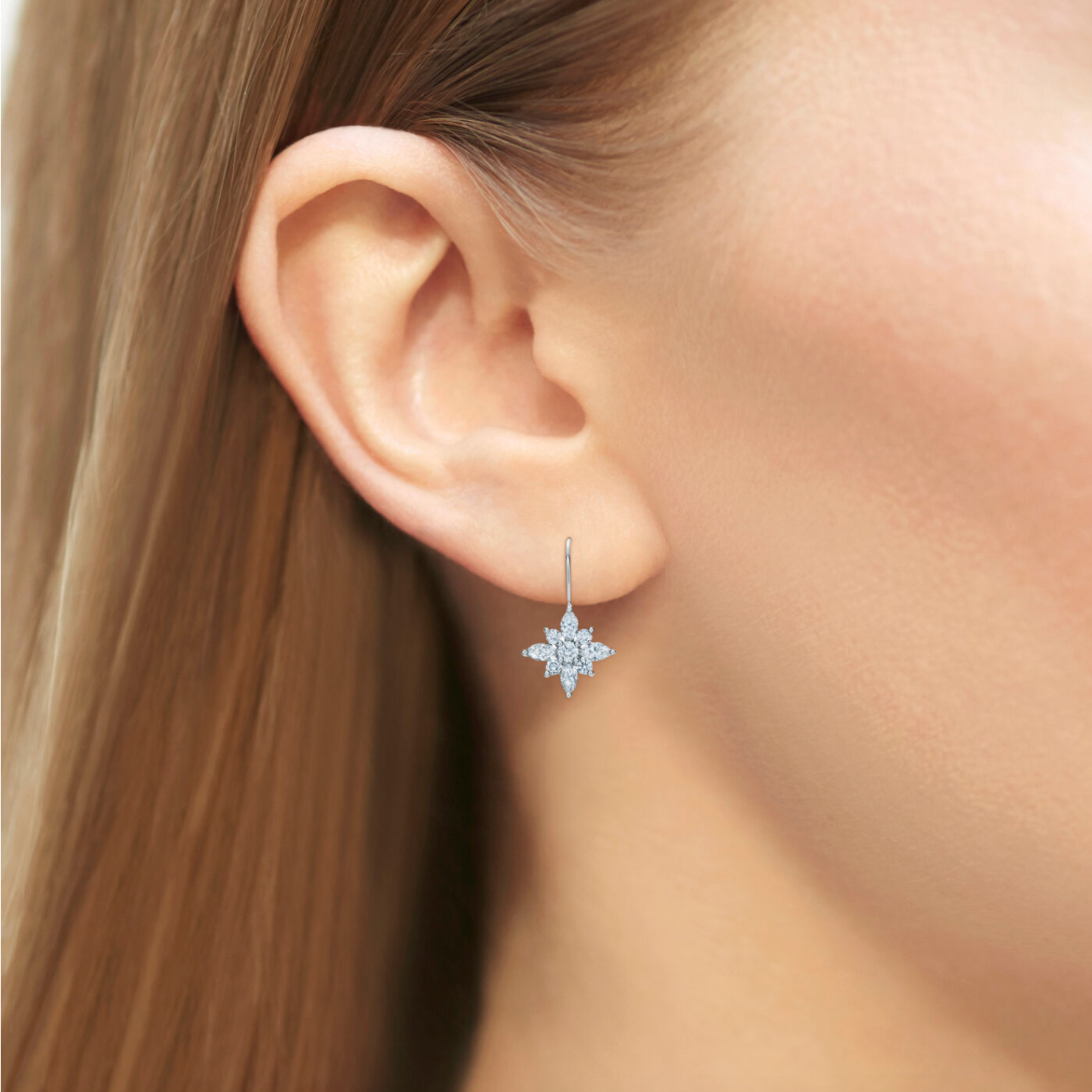 Star Large Drop Diamond Earrings