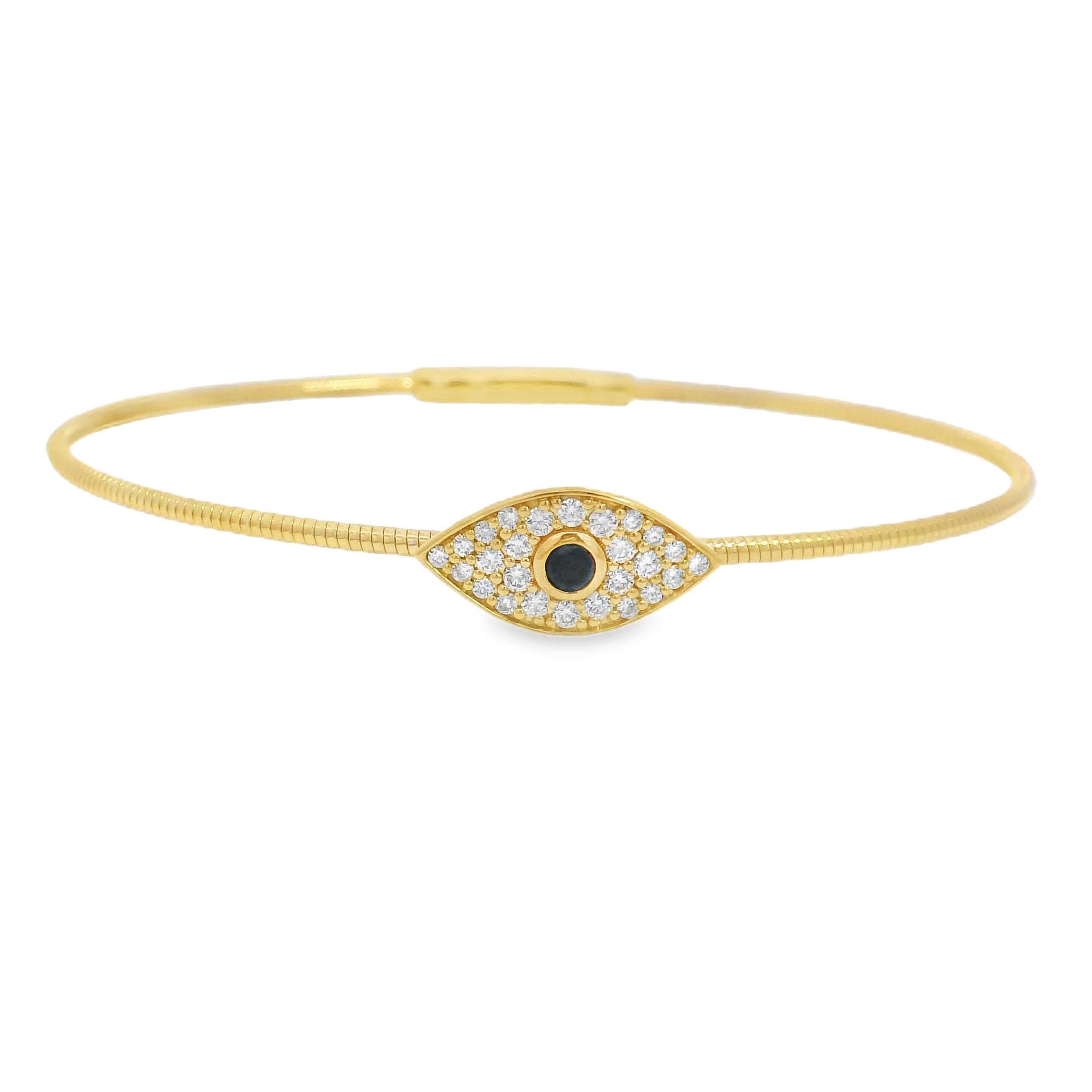 Pavé Diamond Evil Eye Bangle with Solitaire Blue Sapphire