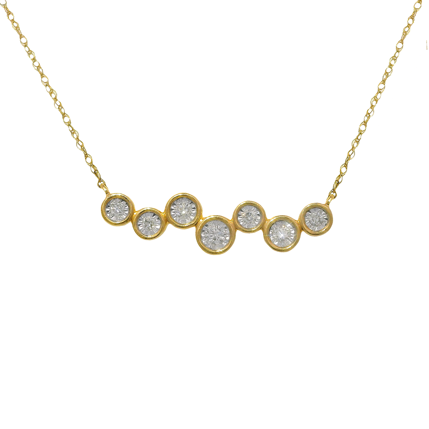 Bezeled Round Diamond Necklace