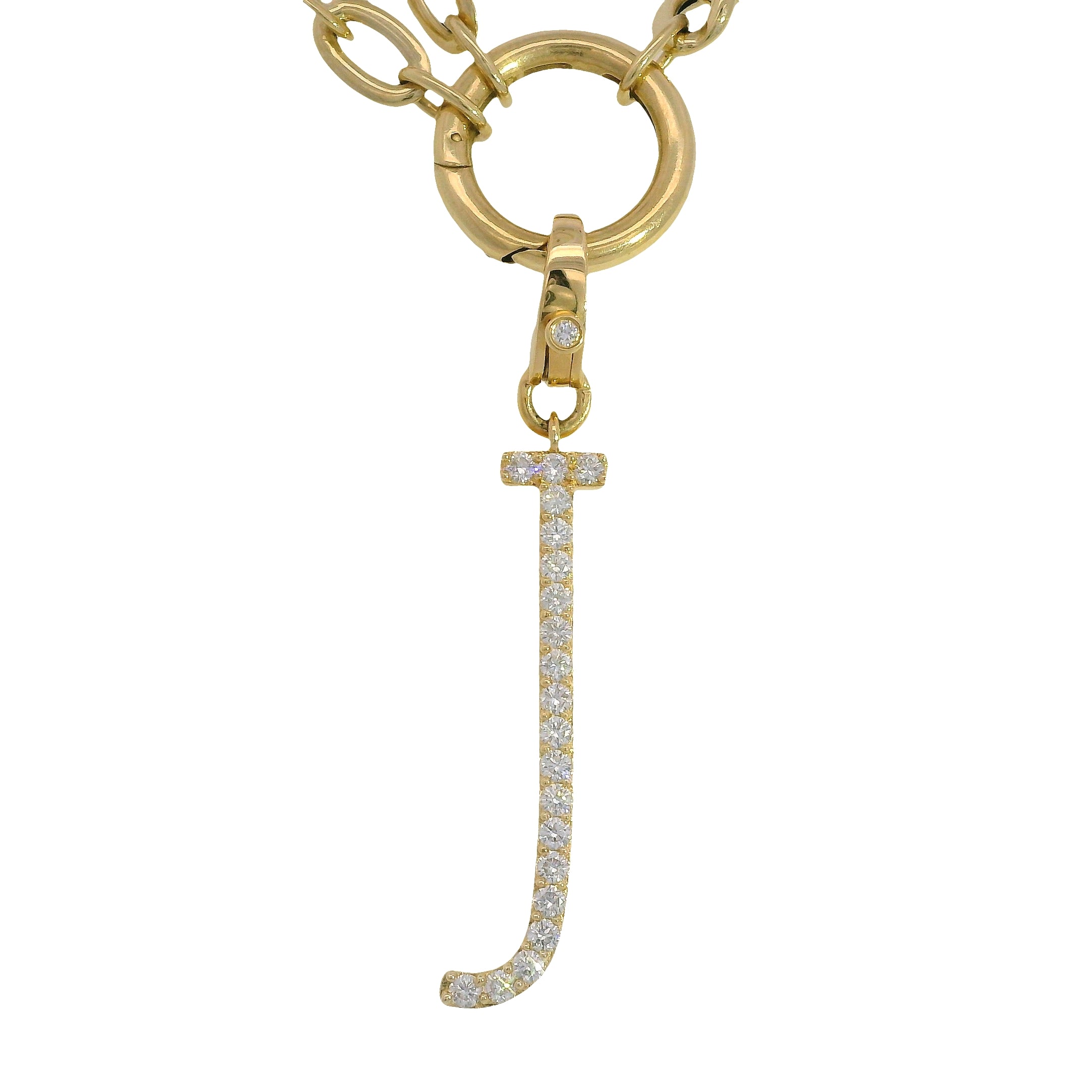 Pavé Round Diamond "J" Pendant on Diamond Latch Bail